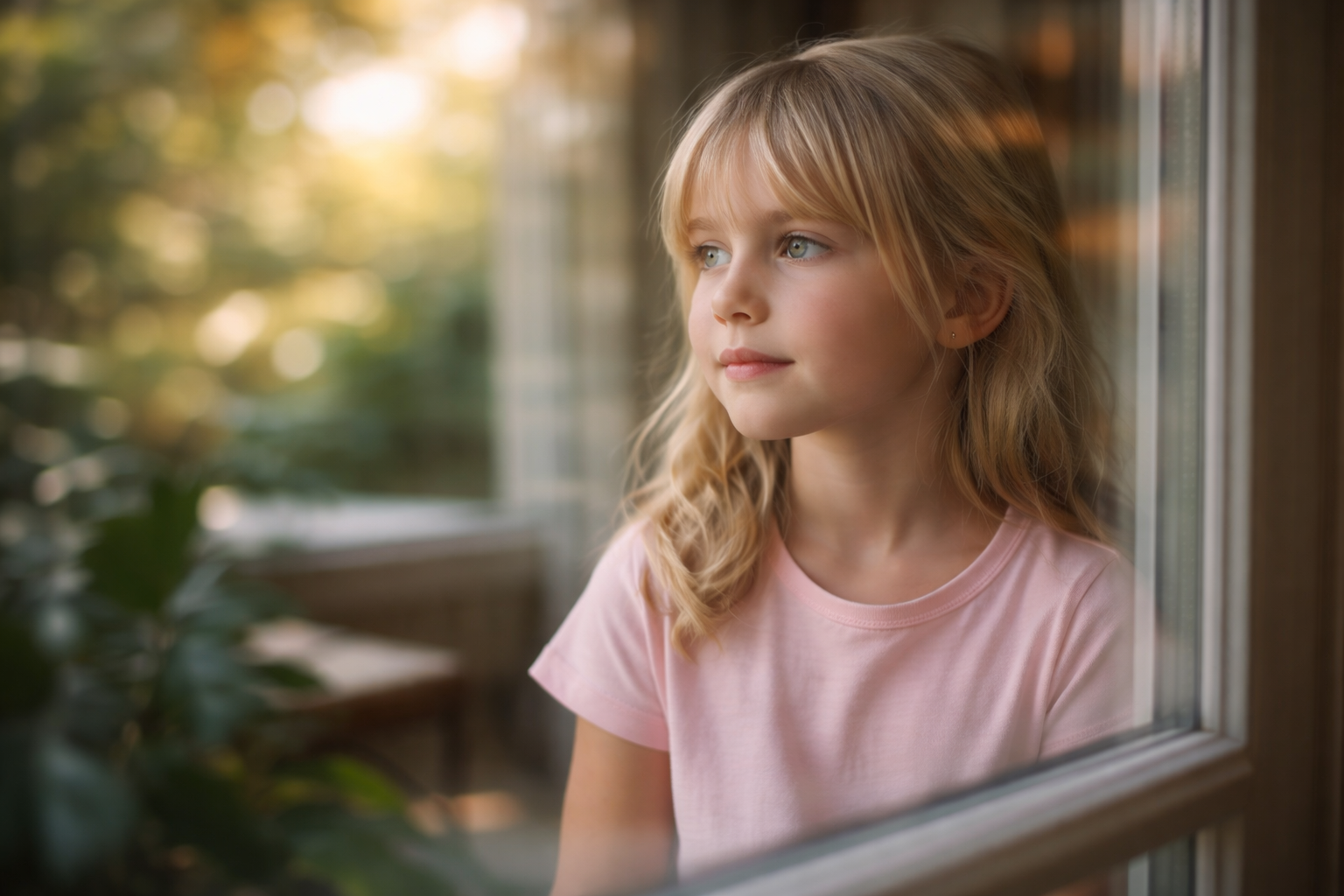 pediatric patient looking through a window with reflections, illustrating hidden infections and chronic symptoms in children in Franklin TN