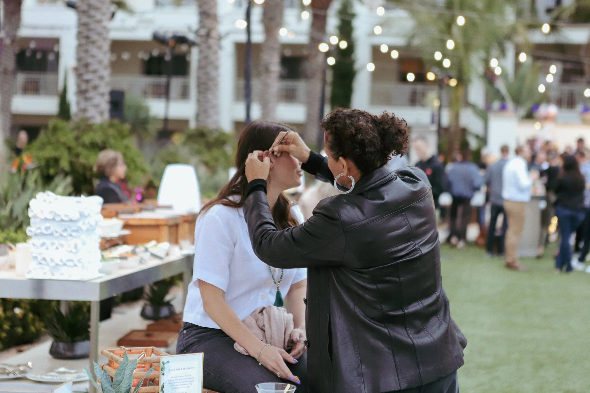 Ear Seeding being applied at Wellness Event
