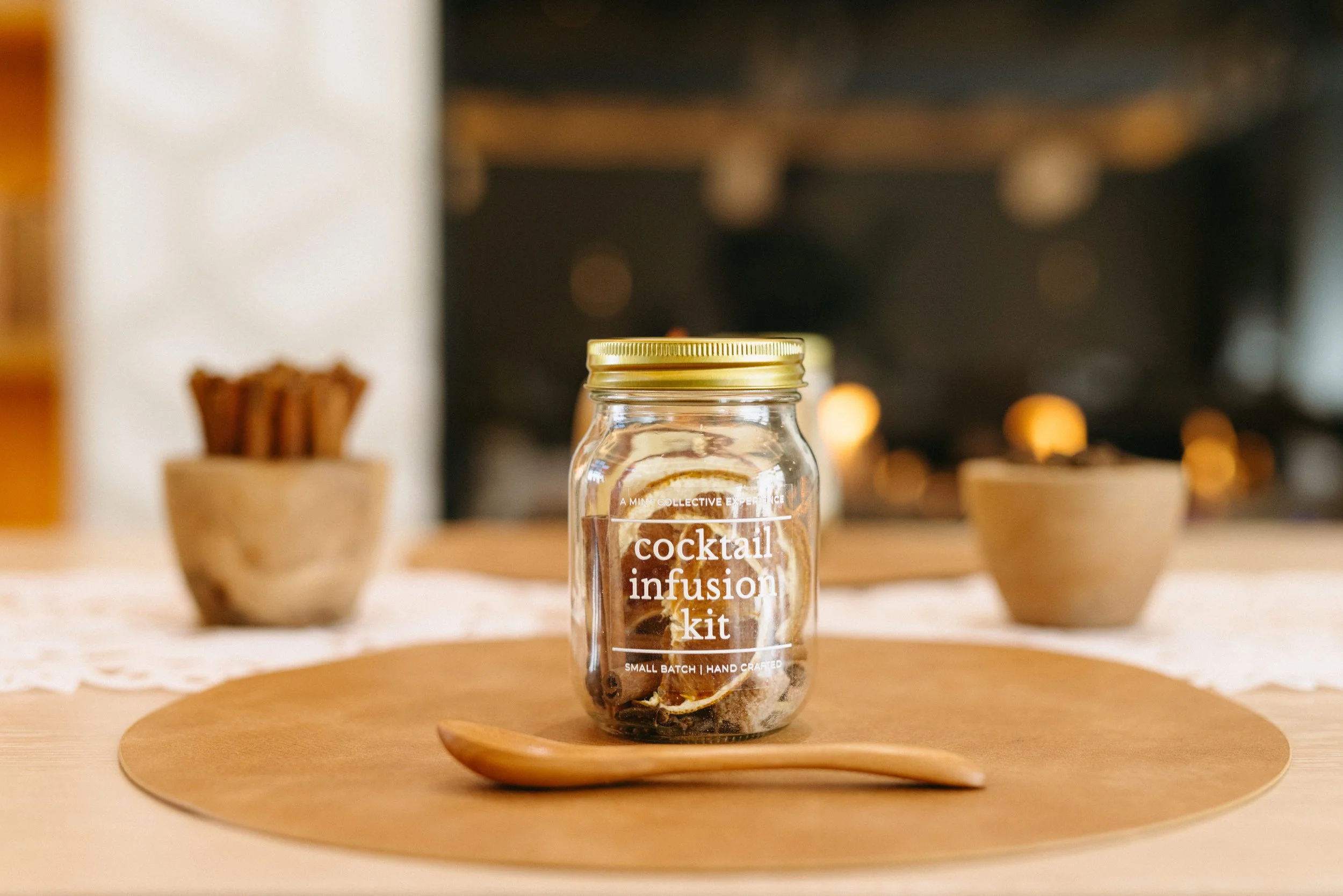 Glass jar filled with ingredients for a Craft Cocktail Mixology workshop.