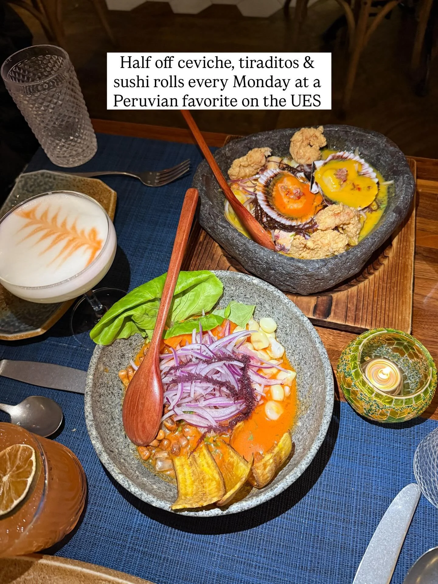 Monday&rsquo;s at @missionceviche (73rd &amp; 2nd) &mdash; Enjoy half price ceviches, tiraditos &amp; rolls every Monday for lunch &amp; dinner!