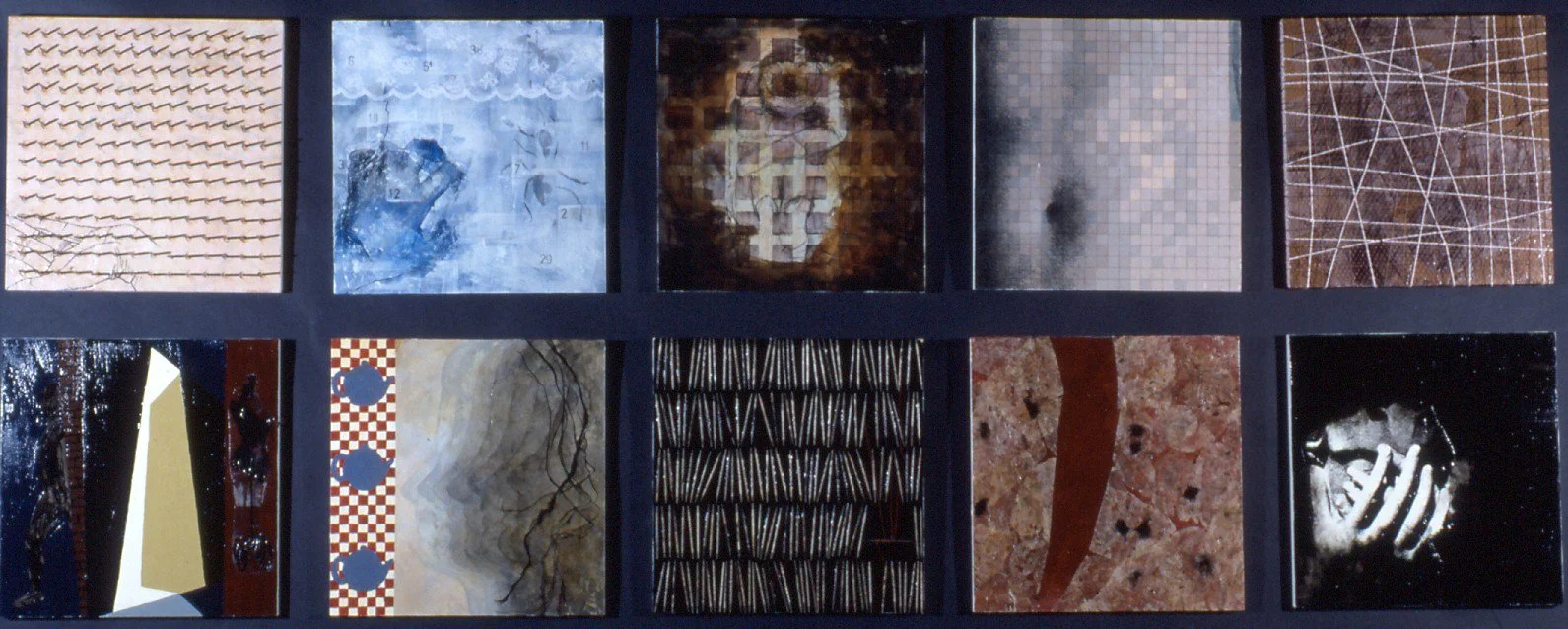 "Veneer"
1999
10 panels, each 12" x 12"
Mixed media