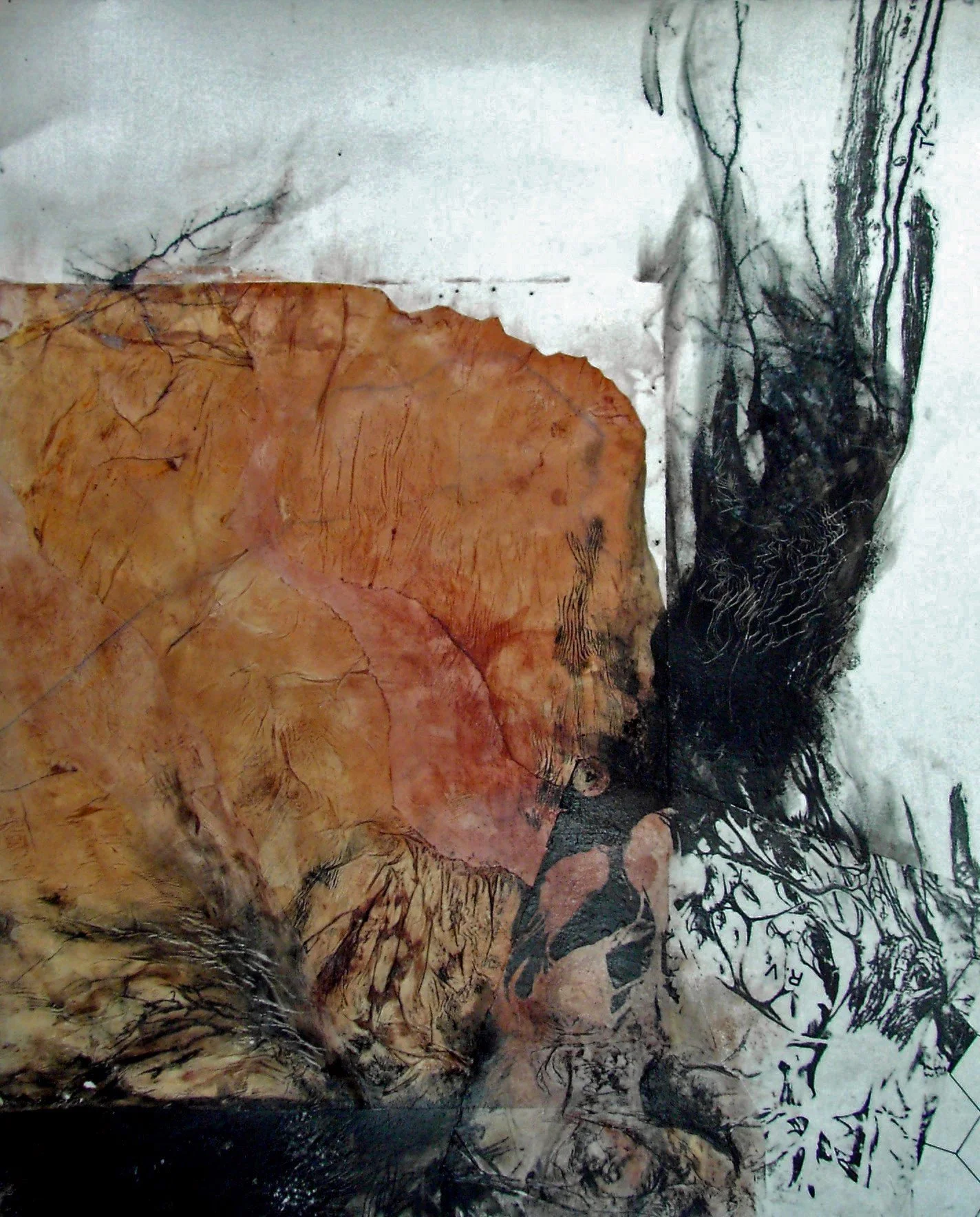 "Monolith I"
2006
29" x 25" (framed)
Mixed media on paper