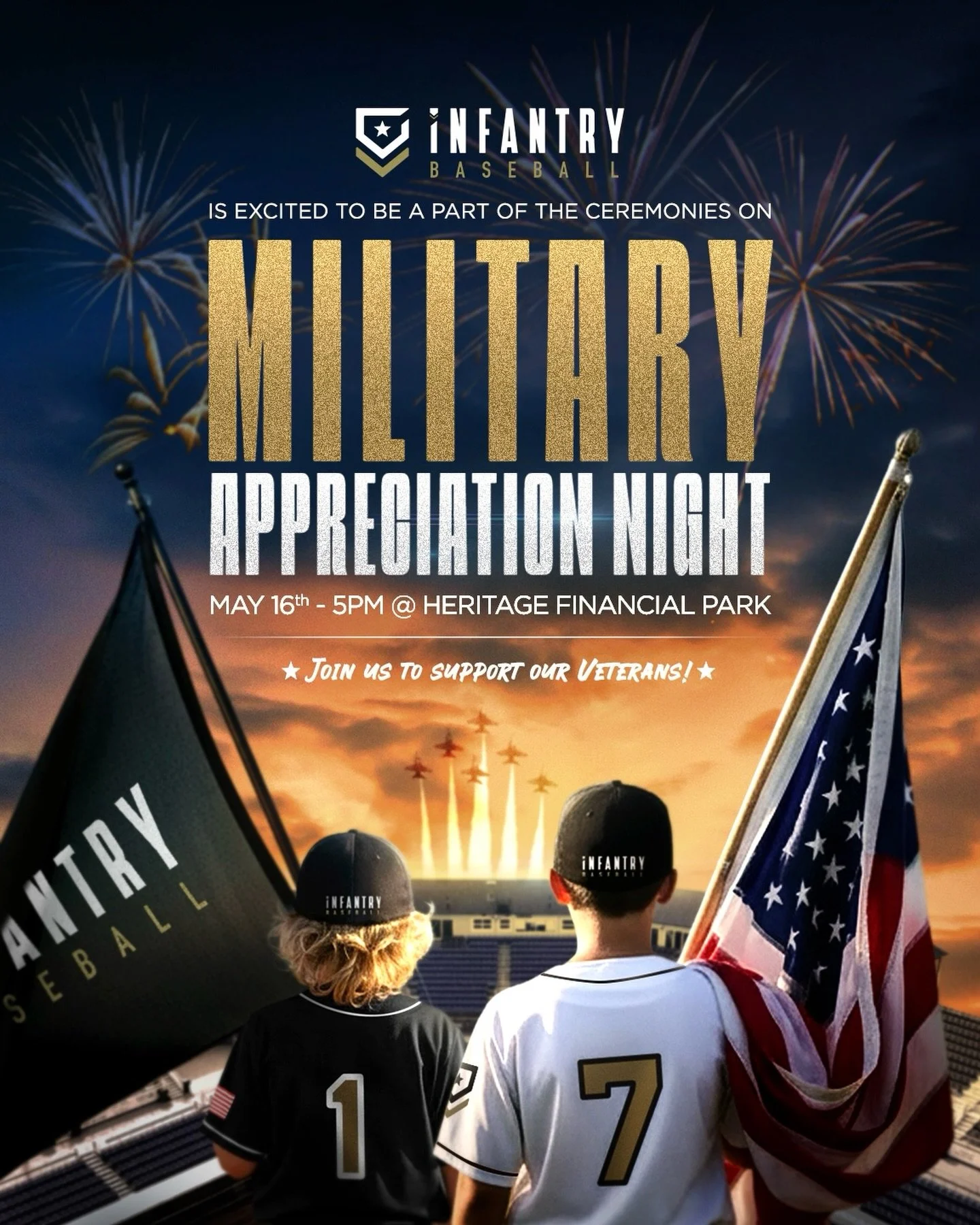 Mark your calendars! Join Infantry Baseball for a night out at the Renegades on May 16th for Military Appreciation Night at Heritage Financial Park. Come on out and supports our United States Veterans, the Hudson Valley Renegades and Infantry Basebal