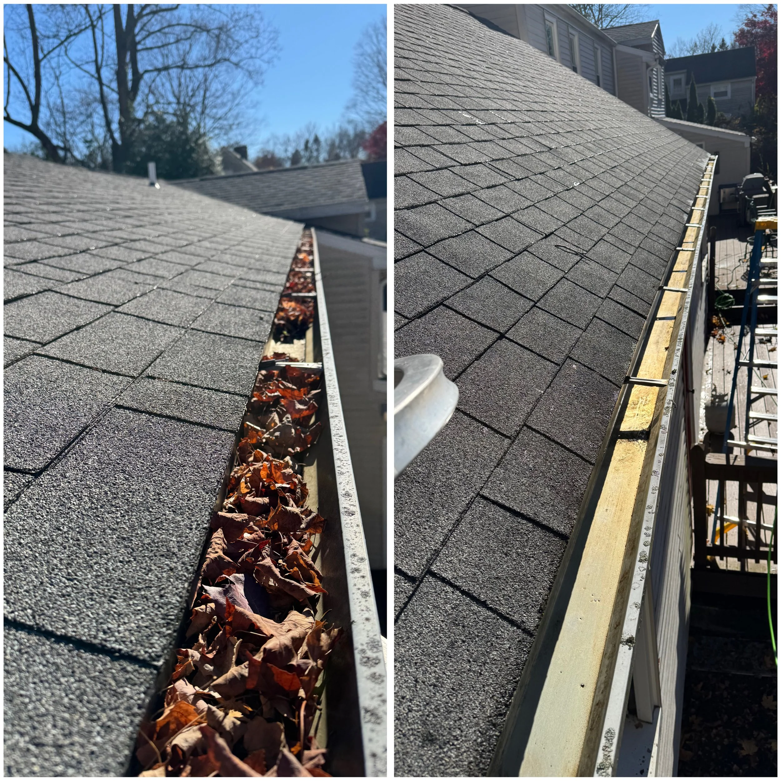 before and after gutter cleaning Naugatuck CT