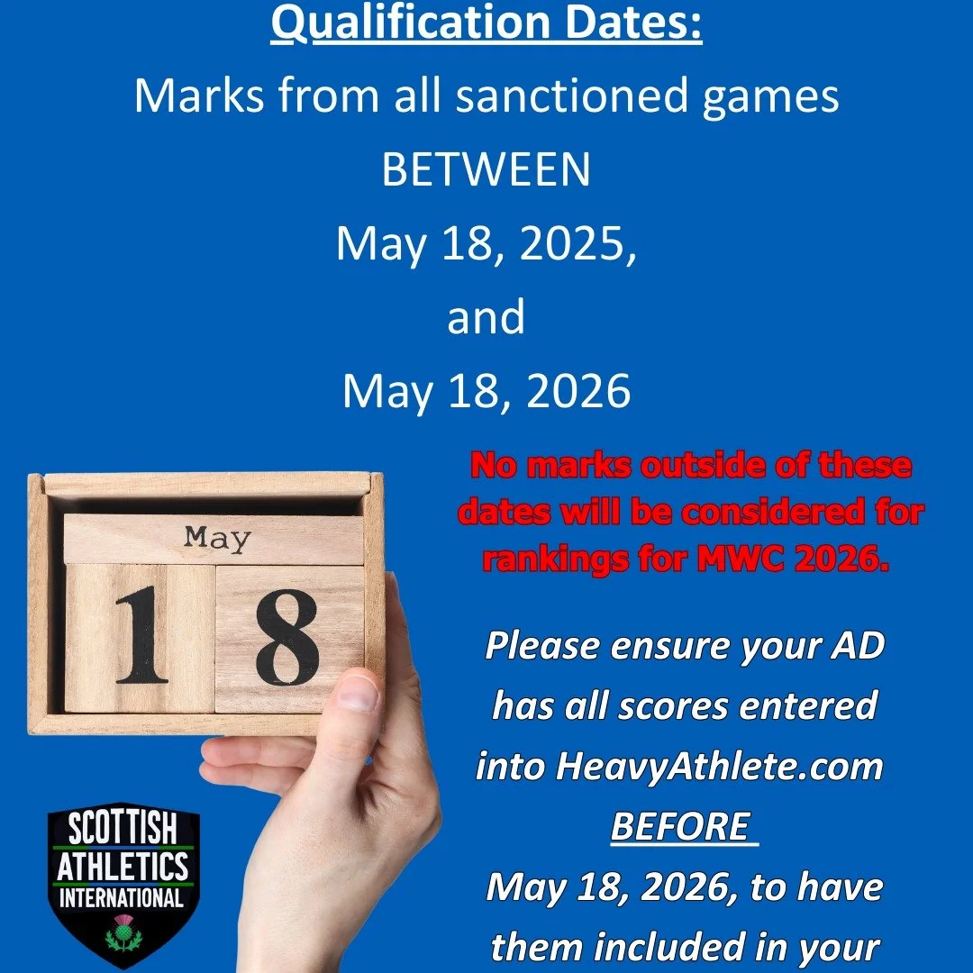Please remember that only marks thrown between May 18, 2025, and May 18, 2026, will be included in the overall rankings for the games. In the United States, there will be 35 games with a Masters division between today and May 18, 2026, which will be 