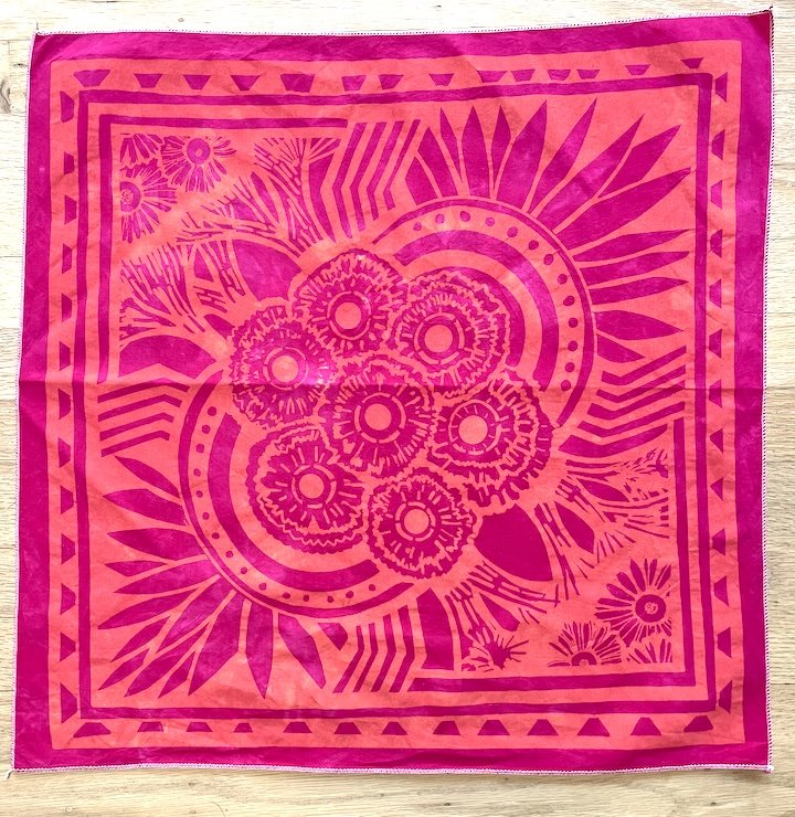Hand dyed + Screen Printed Bandanas