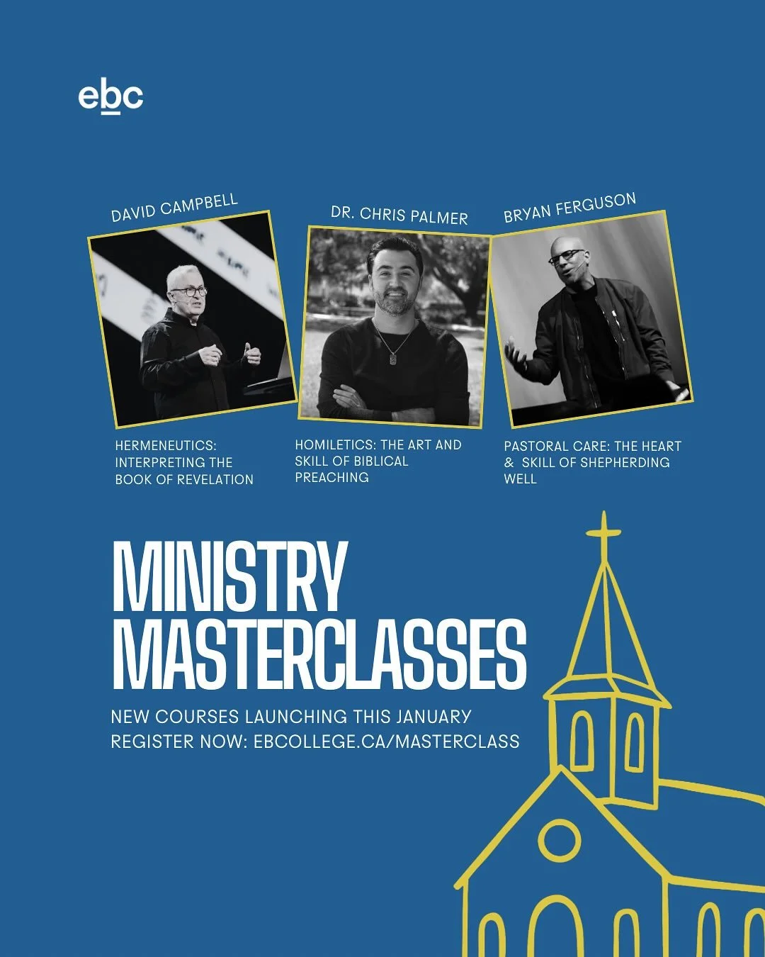NEW MINISTRY MASTERCLASSES THIS WINTER 🗣️🗣️🗣️
 
We&rsquo;re thrilled to announce three one-week intensive Ministry Masterclasses this January, designed for church leaders and pastors alike&mdash;equipping and empowering you for fruitful ministry:
