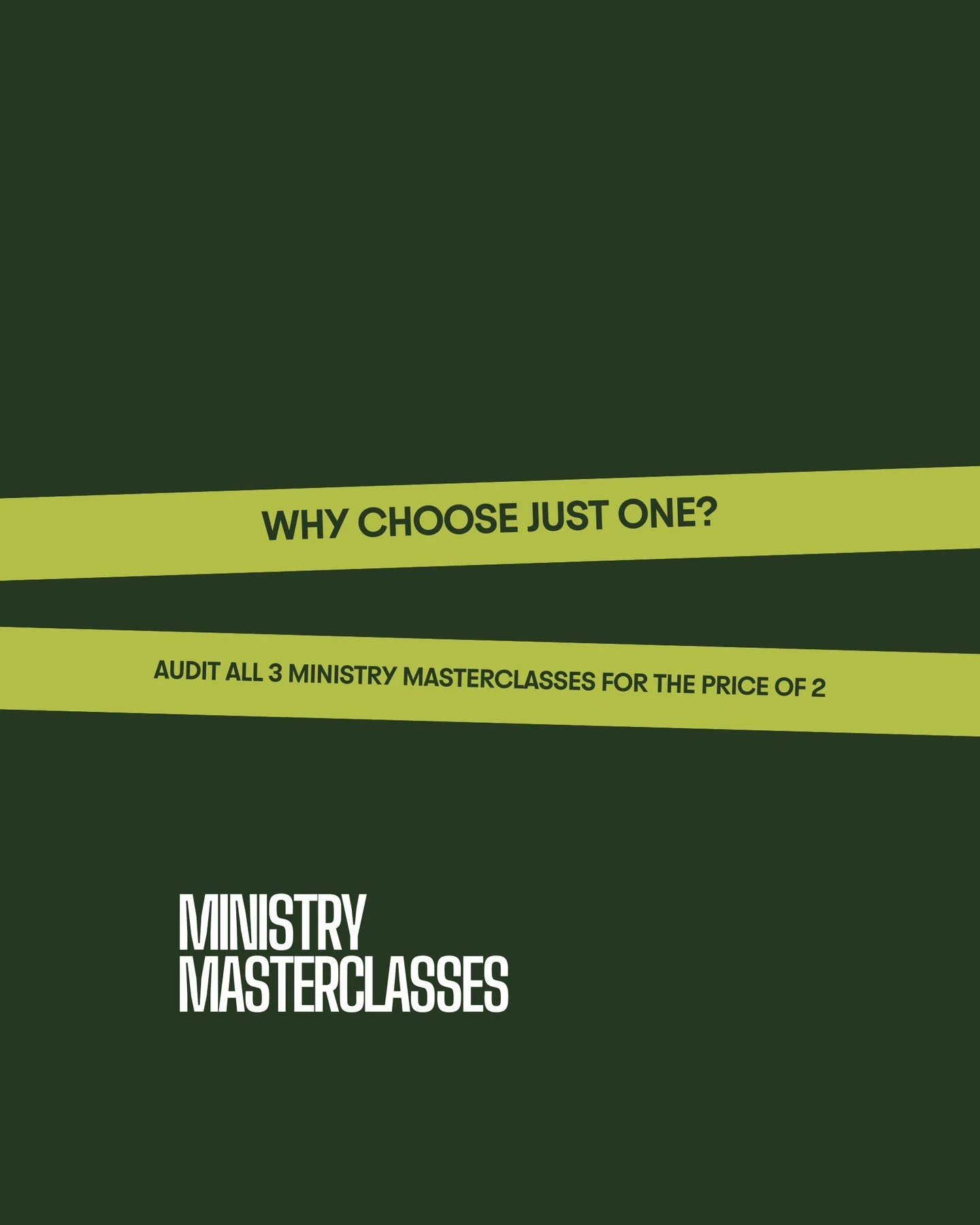 LIMITED TIME DEAL 💥💥💥⁠
⁠
Audit all three Ministry Masterclasses for the price of two - just $450! Whether you&rsquo;re investing in your own growth or giving the gift of Christian education, this limited-time offer is the perfect opportunity to le