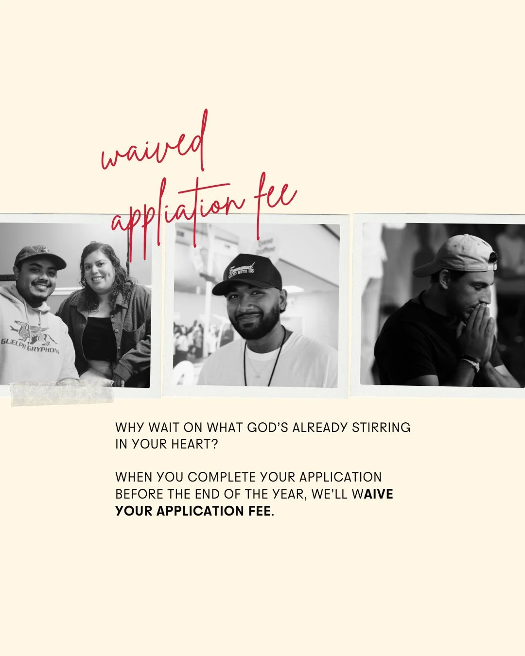 Thinking about applying to EBC? Now&rsquo;s the time.⁠
⁠
Finish your application before the end of the year and we&rsquo;ll WAIVE your application fee. Don&rsquo;t wait on what God&rsquo;s already starting in you.⁠
⁠
&rarr; ebcollege.ca/apply⁠