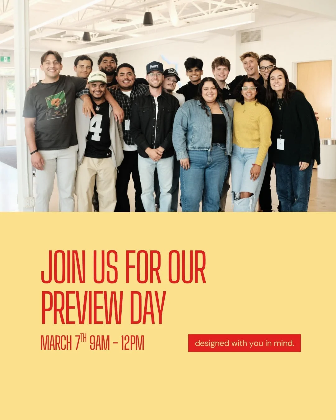 SAVE THE DATE &mdash; MARCH 7TH 

Thinking about what&rsquo;s next for you? Maybe you&rsquo;re just finishing high school, your undergrad, or you&rsquo;ve been working in the marketplace + are sensing a call to ministry &mdash;  PREVIEW DAY is design