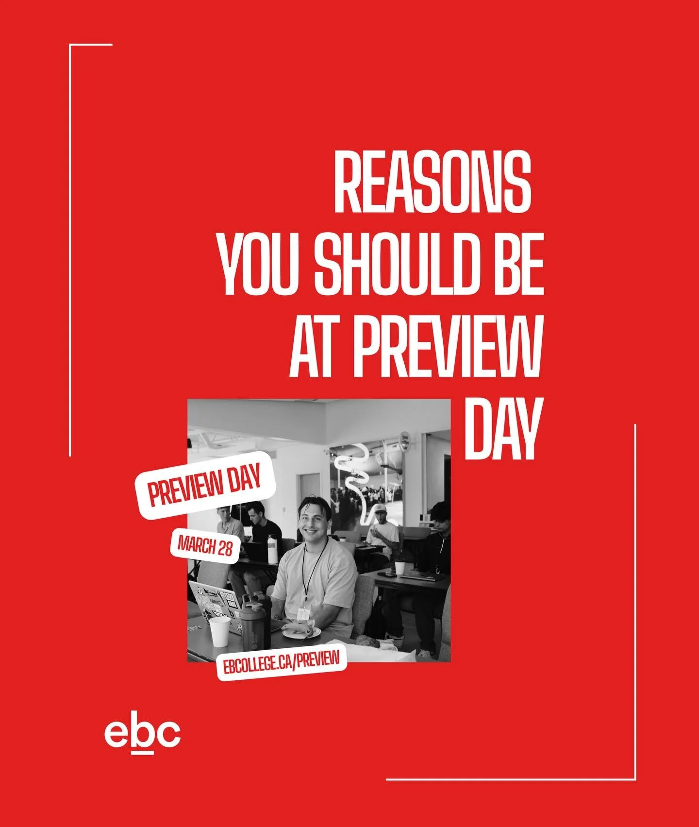 Hey you! Yes... YOU!⁠
⁠
&rarr; Swipe for four reasons you should be at Preview Day!⁠
⁠
March 28th⁠
9AM - 12PM⁠
100 Fergus Ave⁠

Sign up at ebcollege.ca/preview ❣️❣️❣️