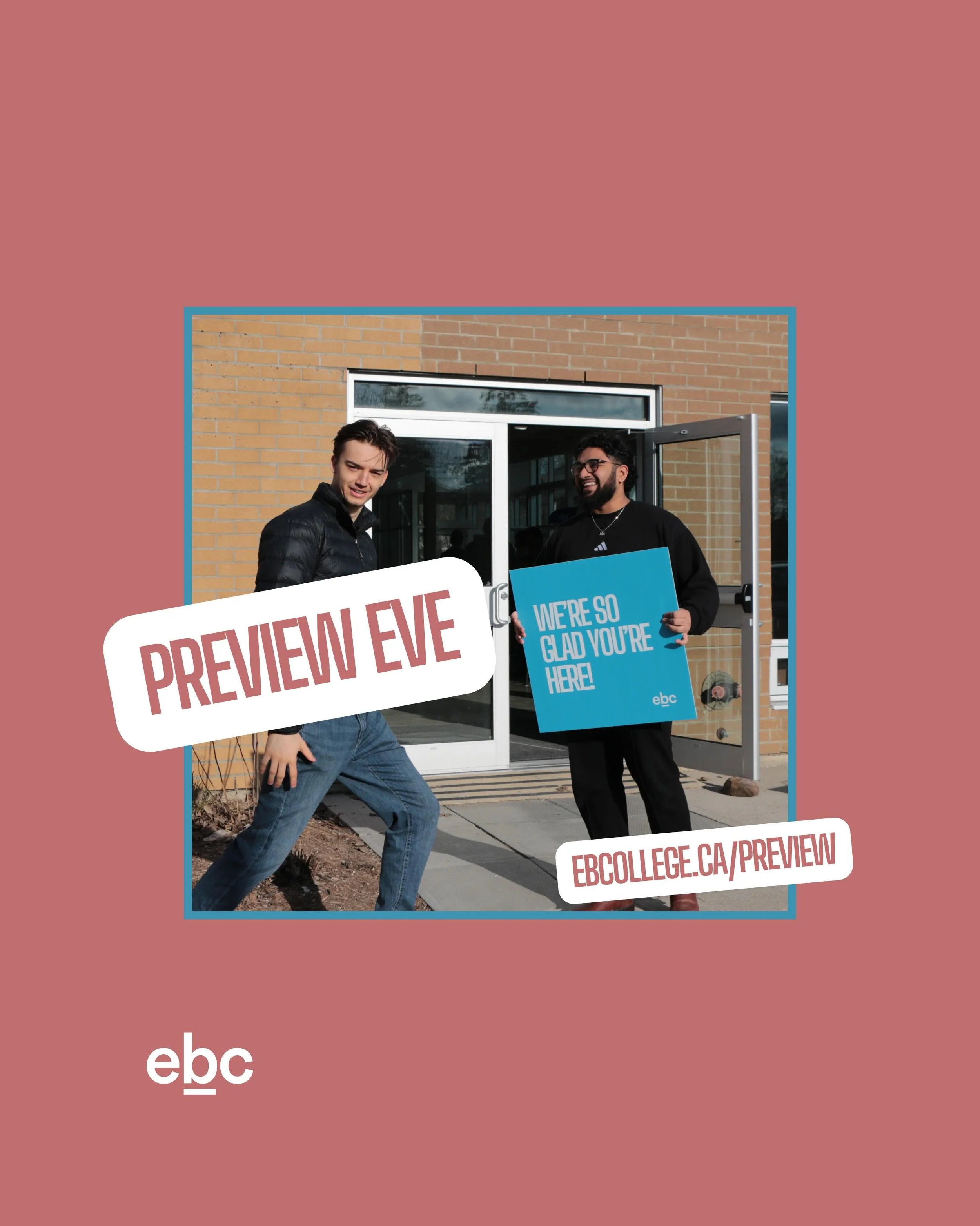 JOIN US AT PREVIEW EVE 

You haven&rsquo;t missed your chance &mdash; join us at EBC this fall. Preview Eve is an opportunity to see our campus, meet students, and hear from our team, all conveniently on a Monday evening!

Join us Monday, June 15th f