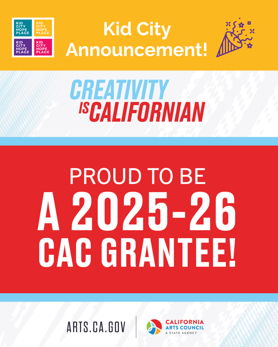 Kid City Awarded California Arts Council Arts &amp; Youth Grant 
