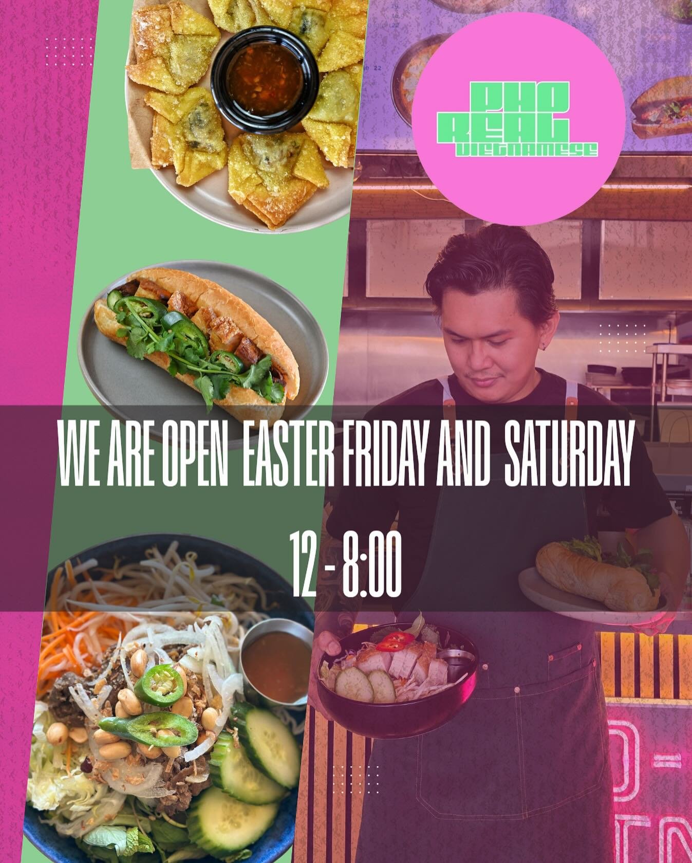 🥢 Your Easter weekend just got a whole lot tastier! 
Pho Real Vietnamese in Augustine Heights is OPEN this Easter Friday &amp; Saturday serving up your favourite pho, noodles, and fresh Vietnamese flavours.
We&rsquo;ll be CLOSED Sunday &amp; Monday 