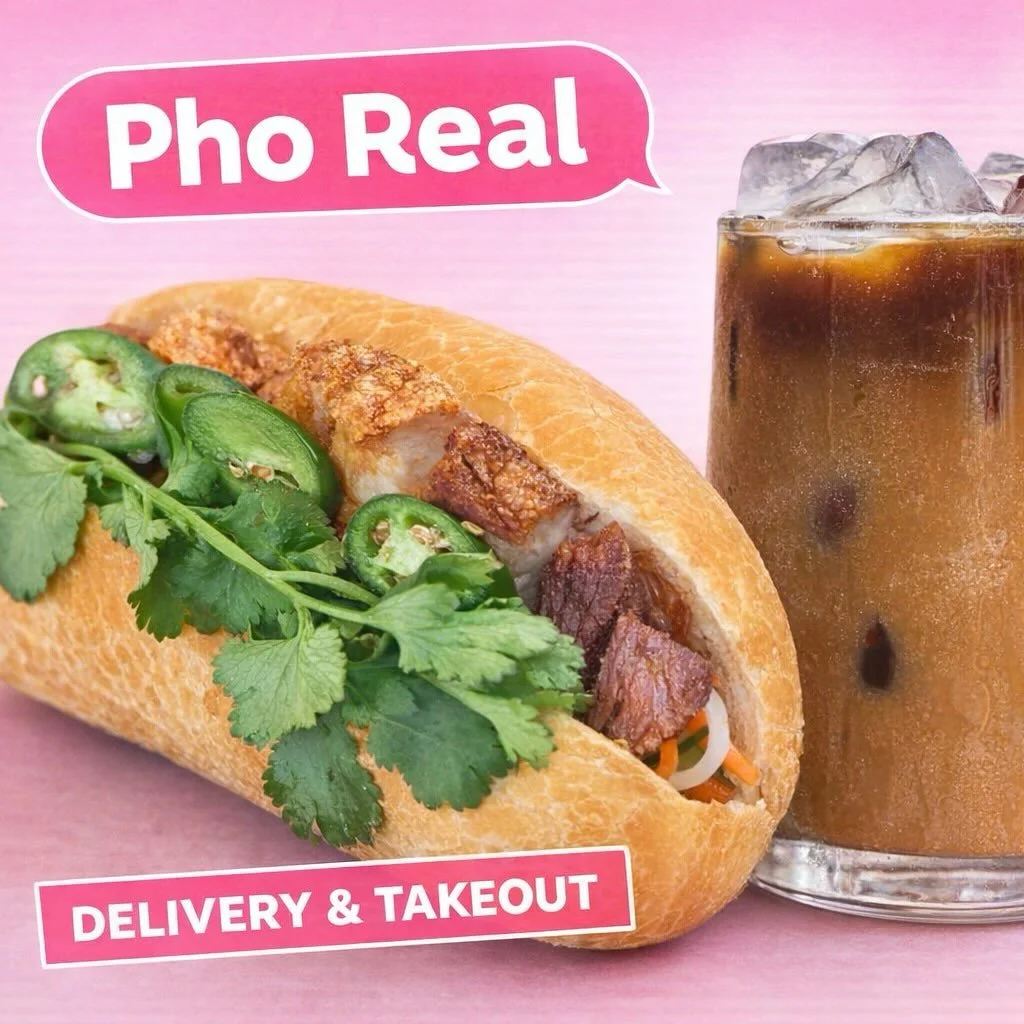 ✨ The Real Deal Combo ✨ 
Craving bold flavour and a cool caffeine hit? Our crispy pork b&aacute;nh m&igrave; paired with authentic Vietnamese iced coffee is the ultimate duo &mdash; fresh, fiery, and Pho Real delicious.
📍 Available now at Pho Real, 