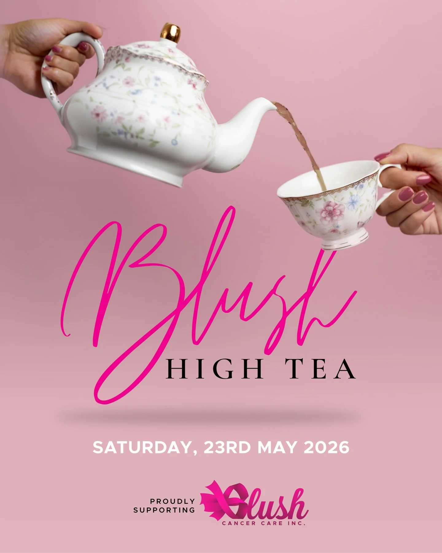 Blush Cancer Care invites you to join us for a beautiful afternoon on Saturday 23rd May for our Blush High Tea.

Gather your friends and indulge in delicious high tea treats, drinks and a wonderful guest speaker, Dr Linda Evans, former Principal of F