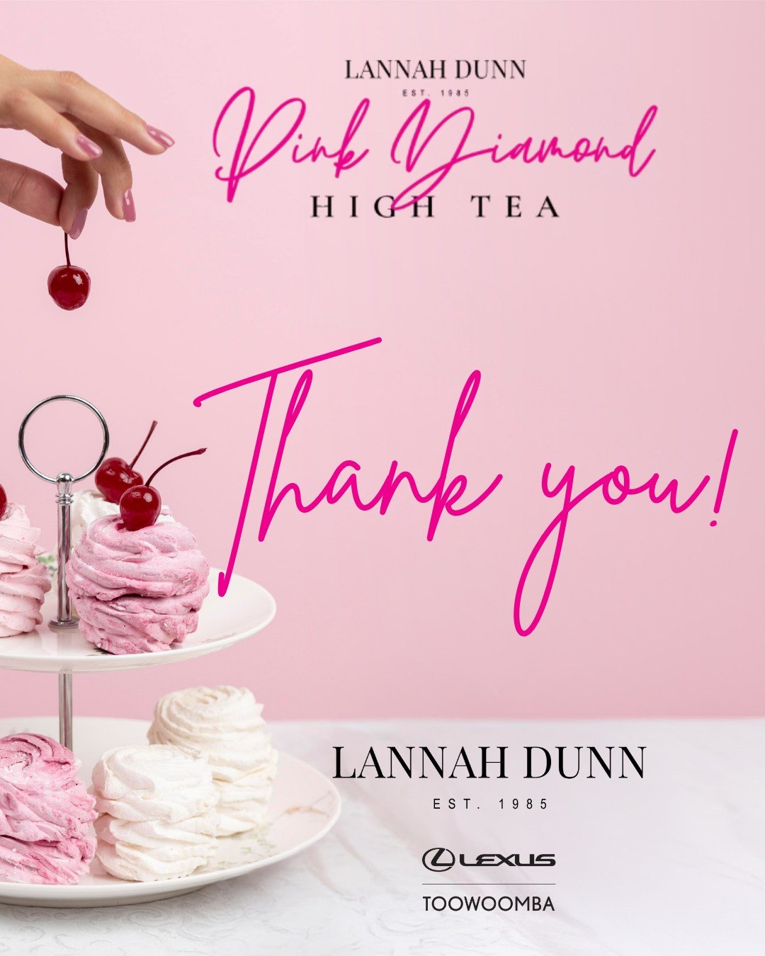 We are thrilled to announce the profit from Lannah Dunn Blush Pink Diamond High Tea held on Saturday 23rd May.

Thank you to all who attended, all who purchased raffle tickets, and all who gave cash and prize donations.

Every dollar of the $16,338 r