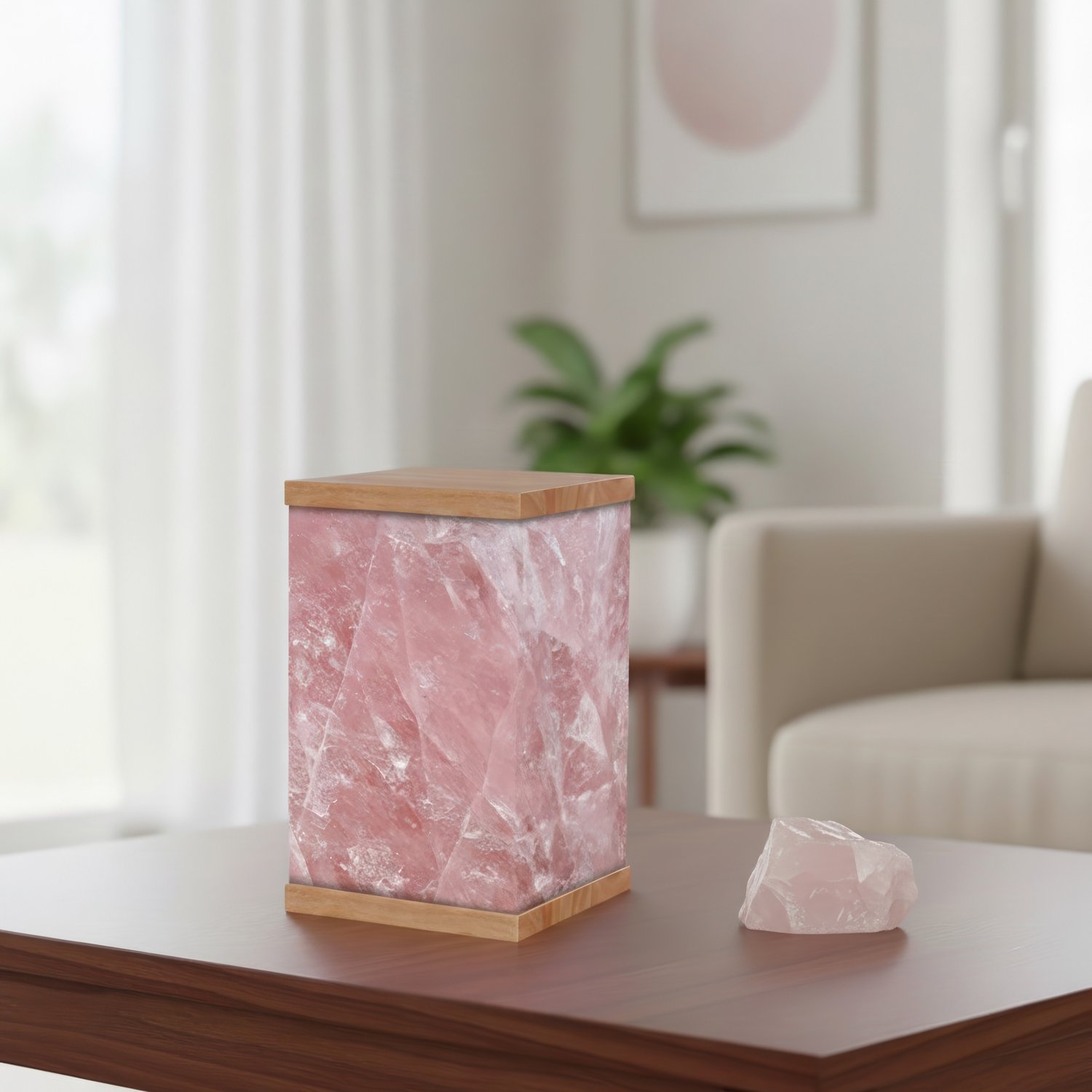 Rose Quartz Crystal Cremation Urn
