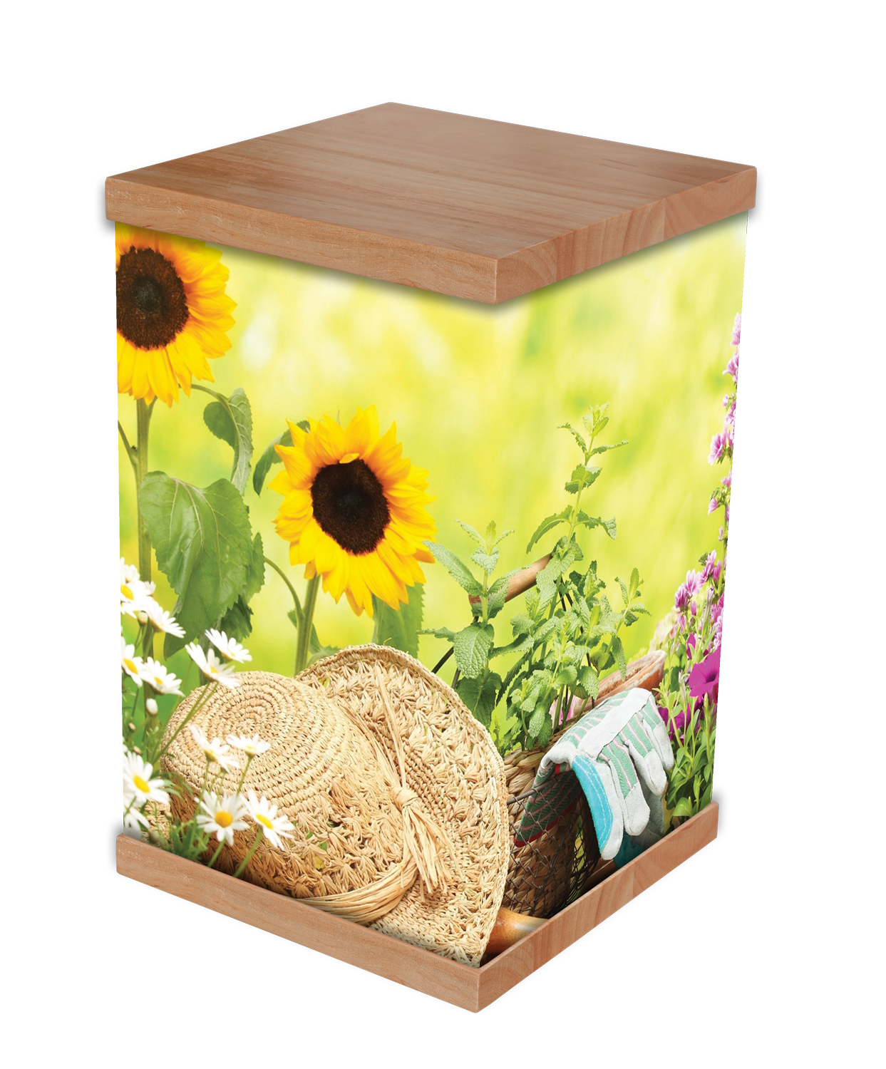 Our Gardening cremation urn is a heartfelt tribute for gardening enthusiasts, featuring charming designs of a gardening hat, gloves, and tools. This urn beautifully symbolises a love for nature and the joy of cultivating life. Perfect for honoring yo