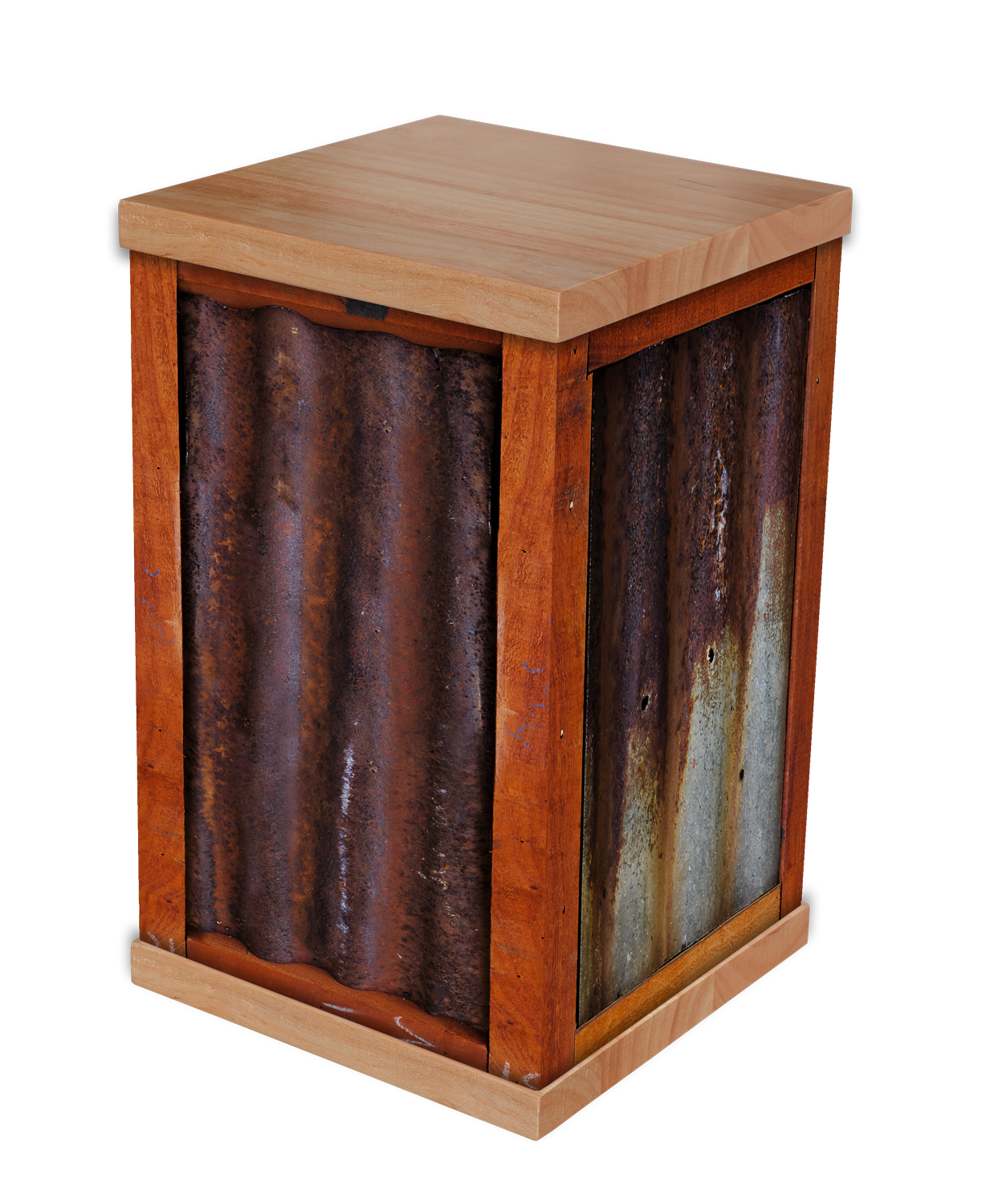 Honor a loved one with our Rusty Corrugated Iron Cremation Urn, featuring a photo-wrapped design inspired by iconic outback sheds and roofs weathered by Australia’s harsh elements. With a timber lid and base, this urn embodies rustic charm and herita