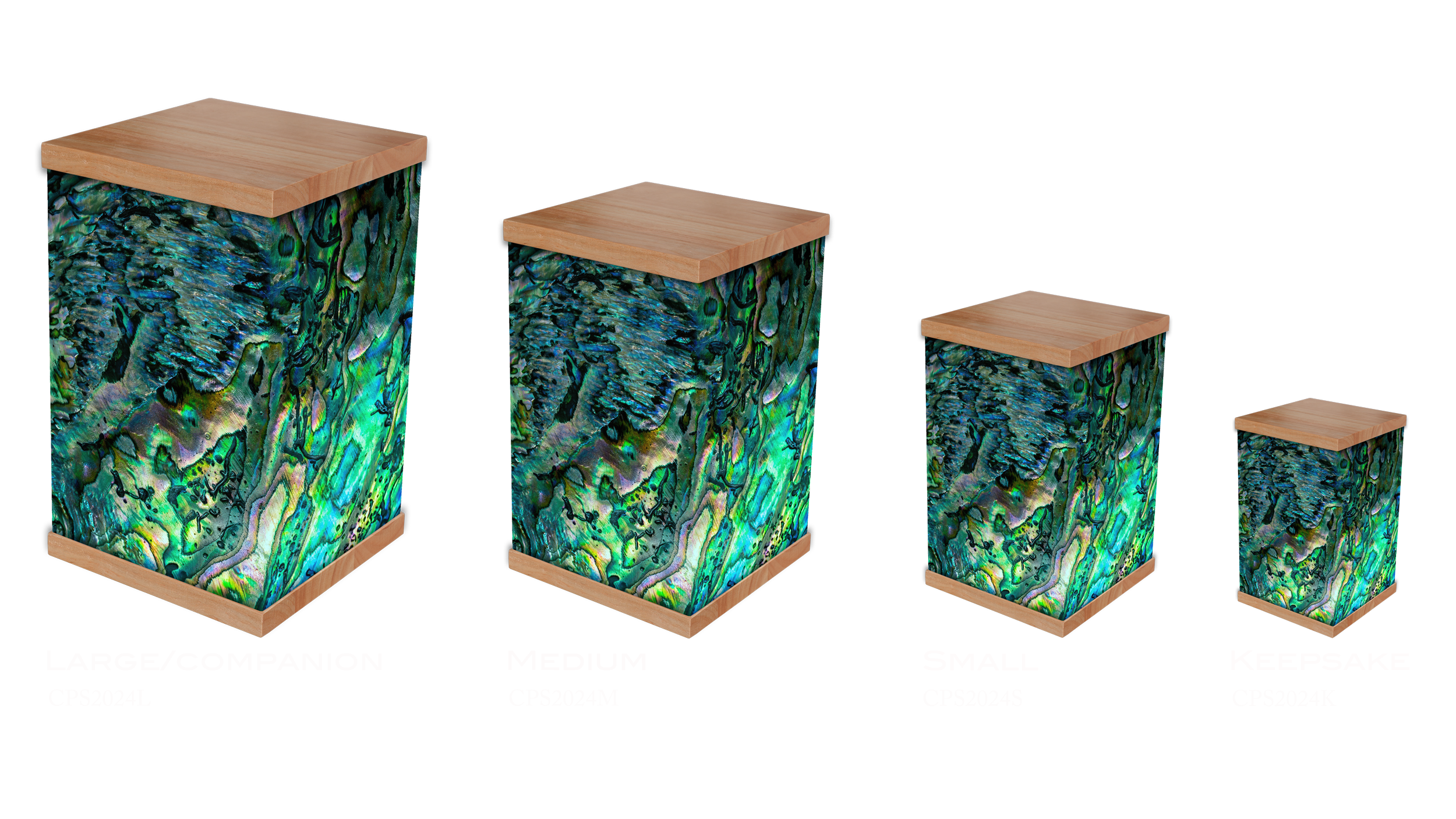 Bespoke Māori Pāua shell cremation urn from New Zealand. Personalise this stunning ashes urn with a photo. A unique, iridescent keepsake for your loved one.