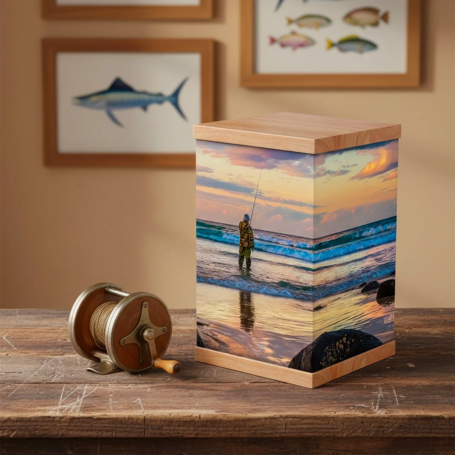 Beach Fishing Cremation Urn