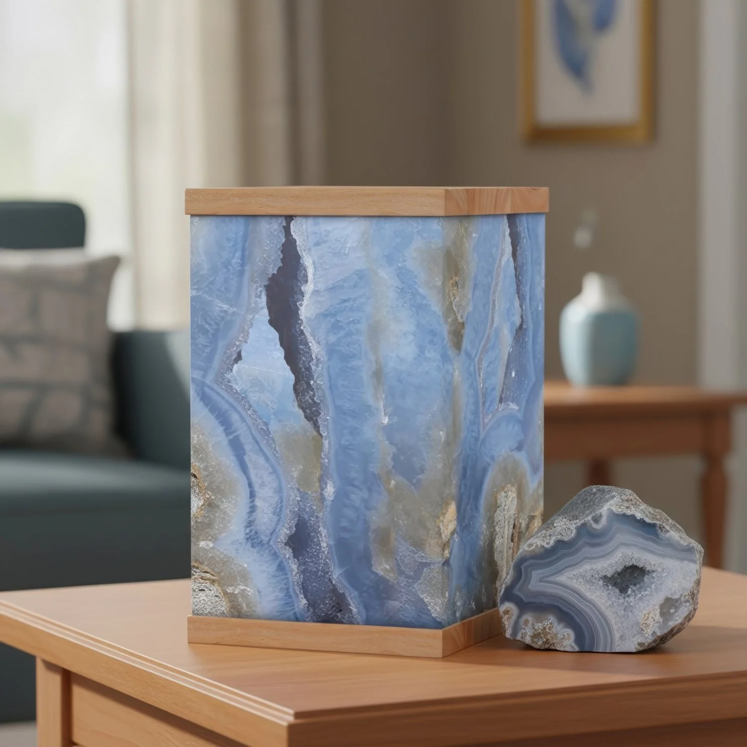 Blue Lace Druzy Crystal Cremation Urn