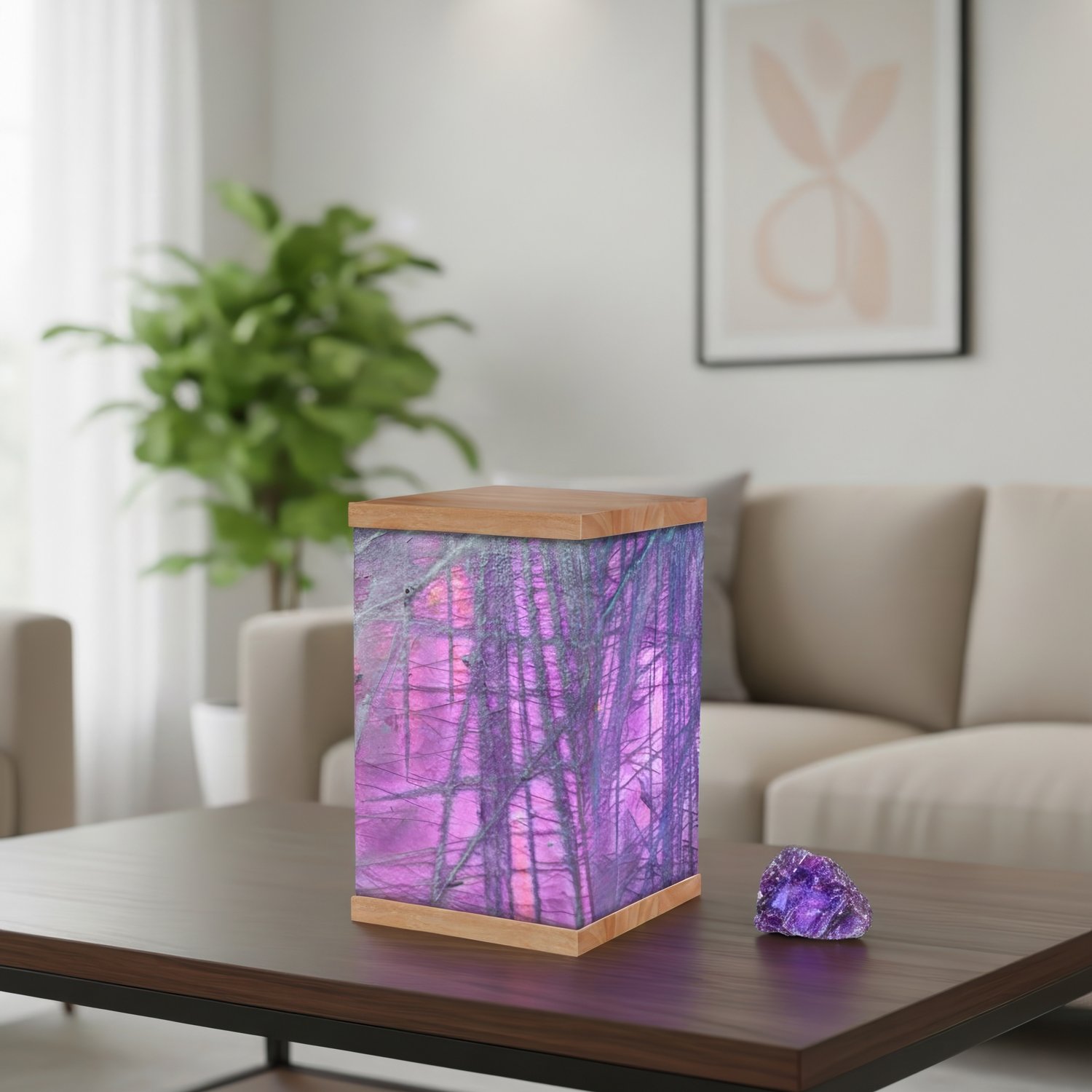 Purple Labradorite Crystal Cremation Urn