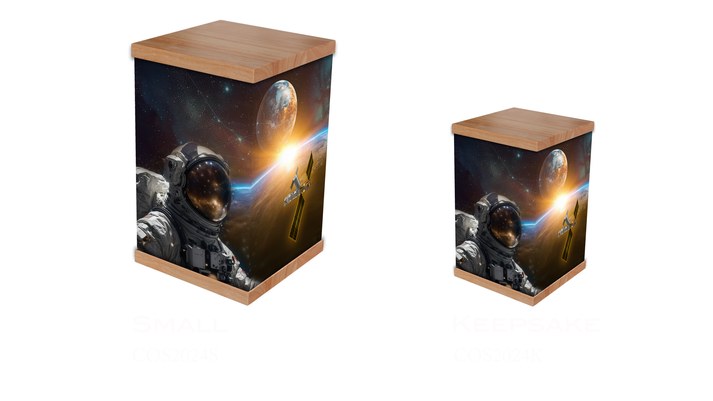 Honor their journey to the stars with our Outer Space Cremation Urn. This bespoke photo urn is a personalised cremation urn keepsake crafted for eternity. Shop now.