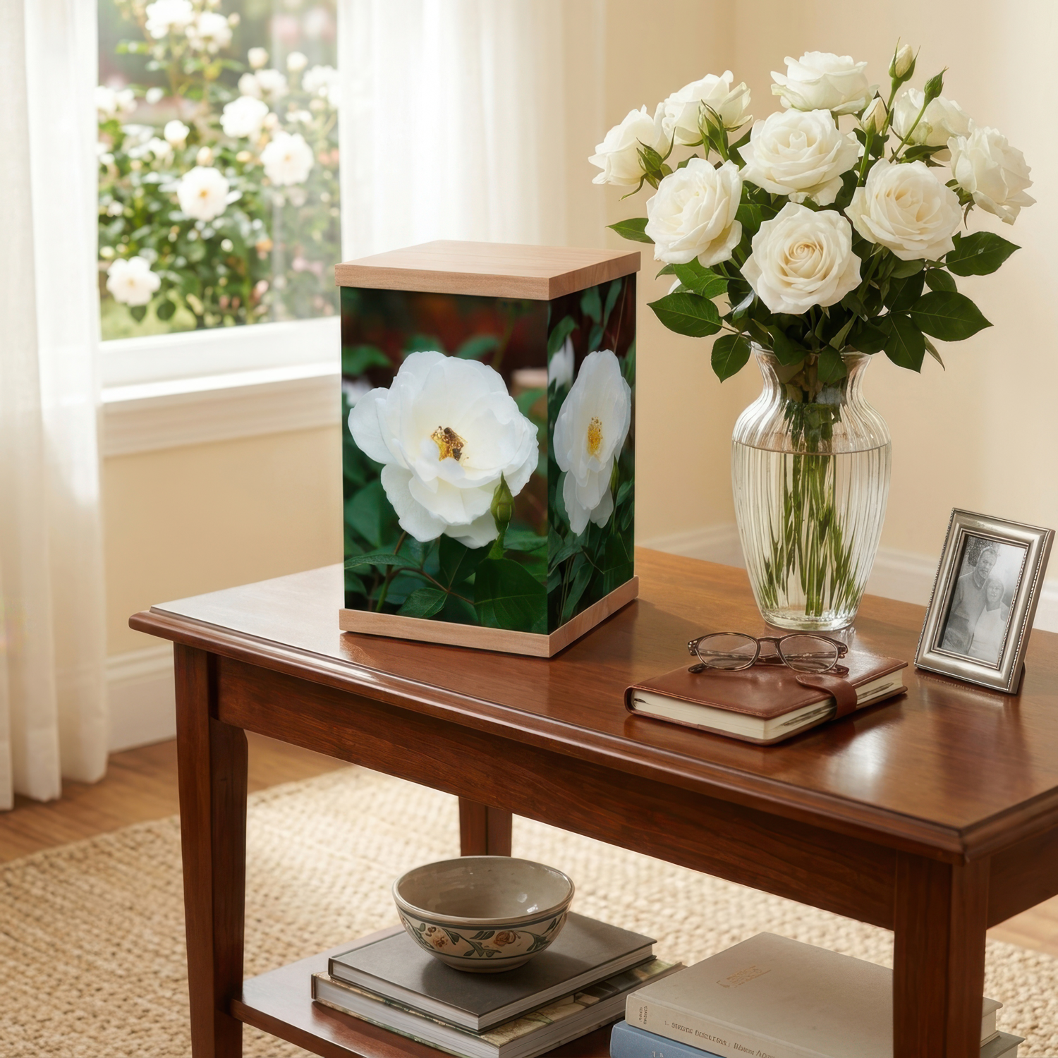 White Rose Cremation Urn