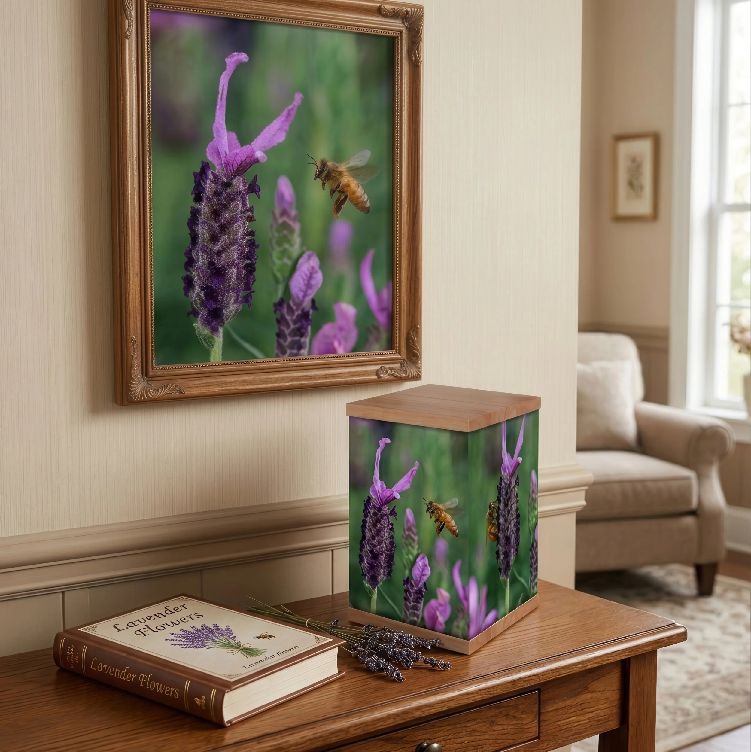 Lavender Flowers Cremation Urn