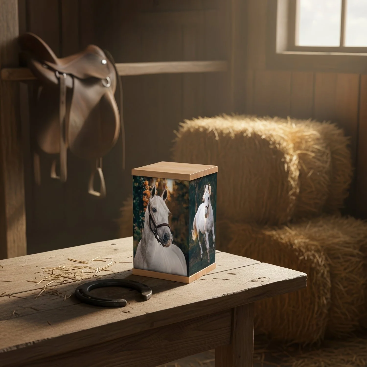 White Horse Cremation Urn