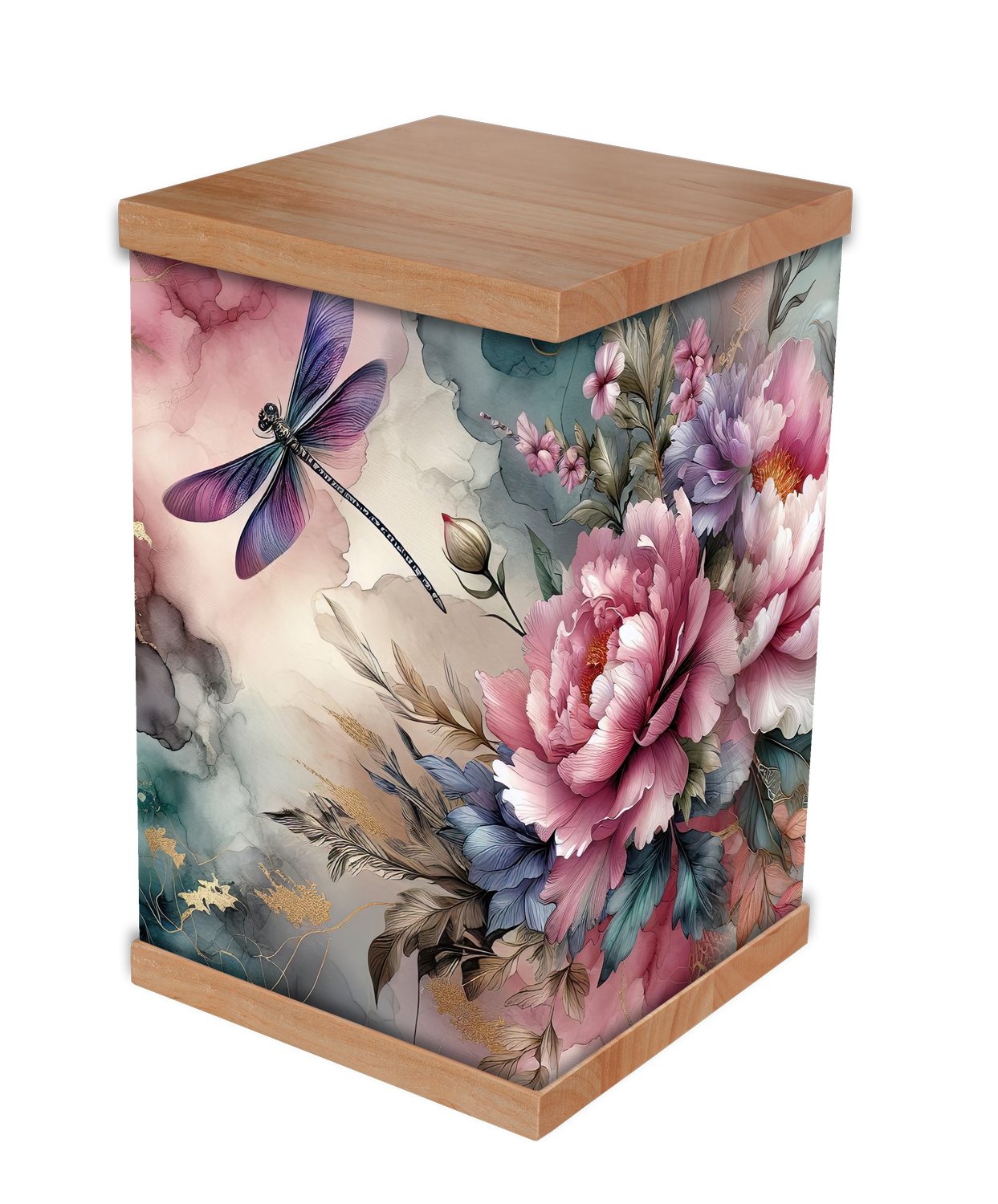 Flowers and Dragonflies Cremation Urn