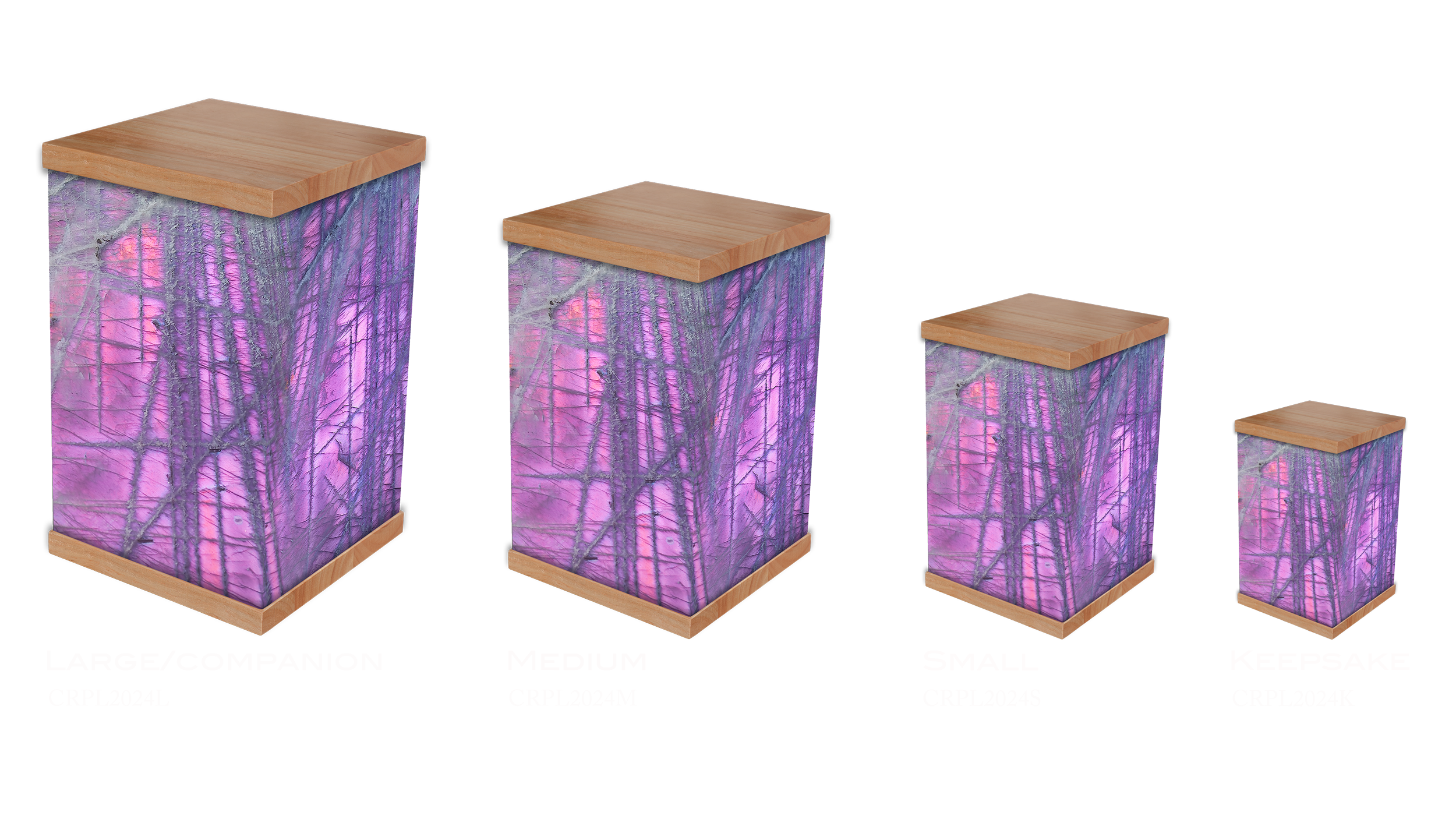 Discover the Purple Labradorite Cremation Urn. A bespoke, personalised cremation urn and photo urn keepsake representing spiritual transformation. Shop now