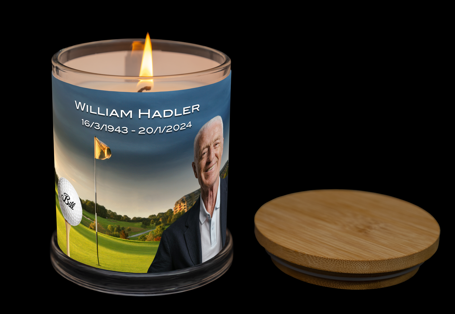 Shop bespoke Personalised Photo Wrapped Candles. A unique keepsake tribute for anniversaries with custom photos and names. Create your photo candle today.