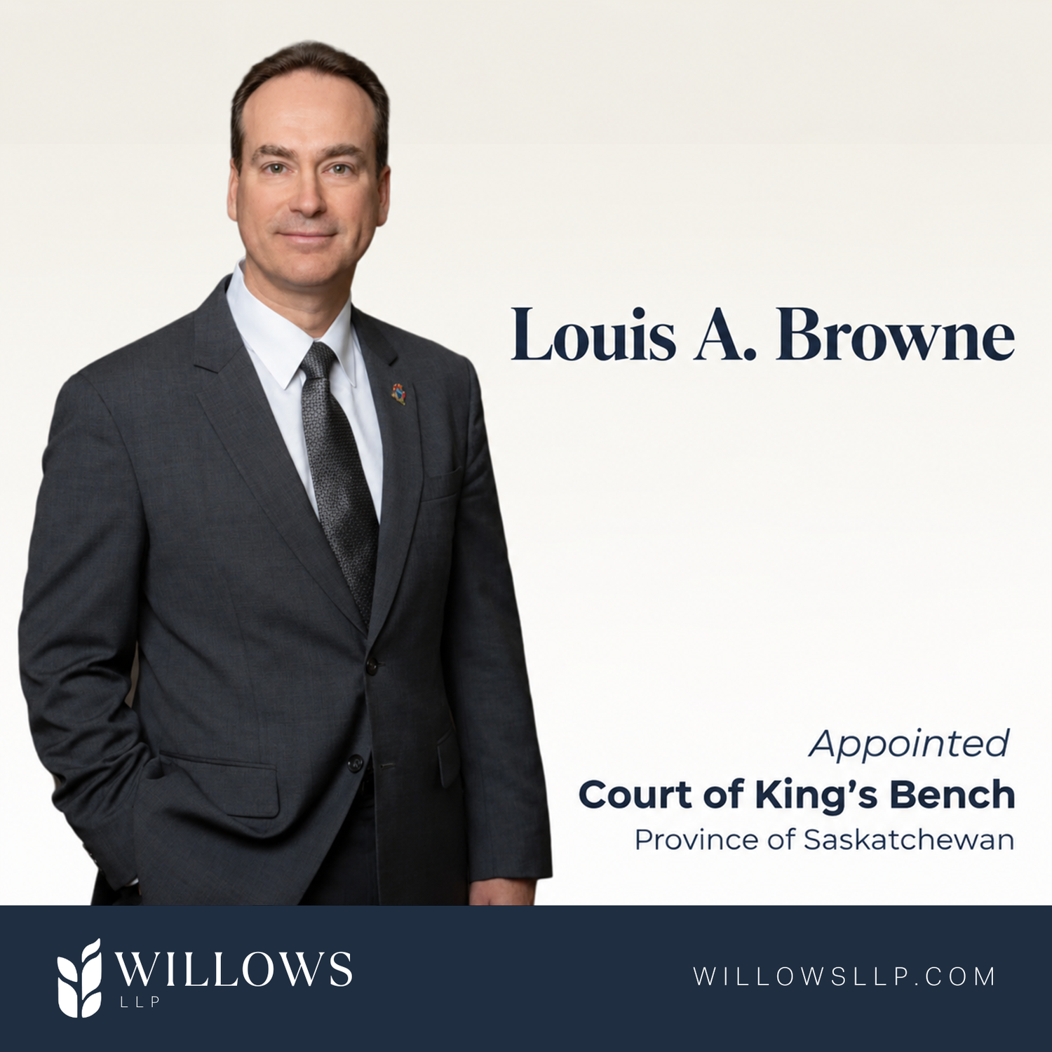 Willows LLP Congratulates Louis A. Browne, K.C., on Judicial Appointment