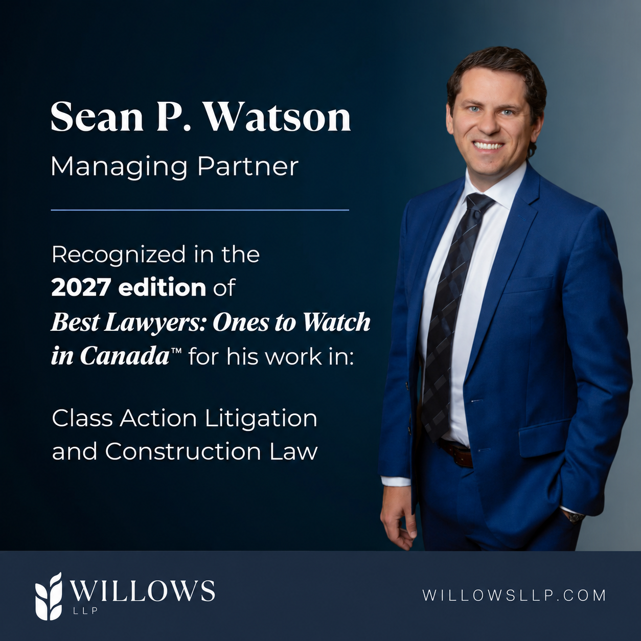 Sean P. Watson Recognized in Best Lawyers: Ones to Watch in Canada™