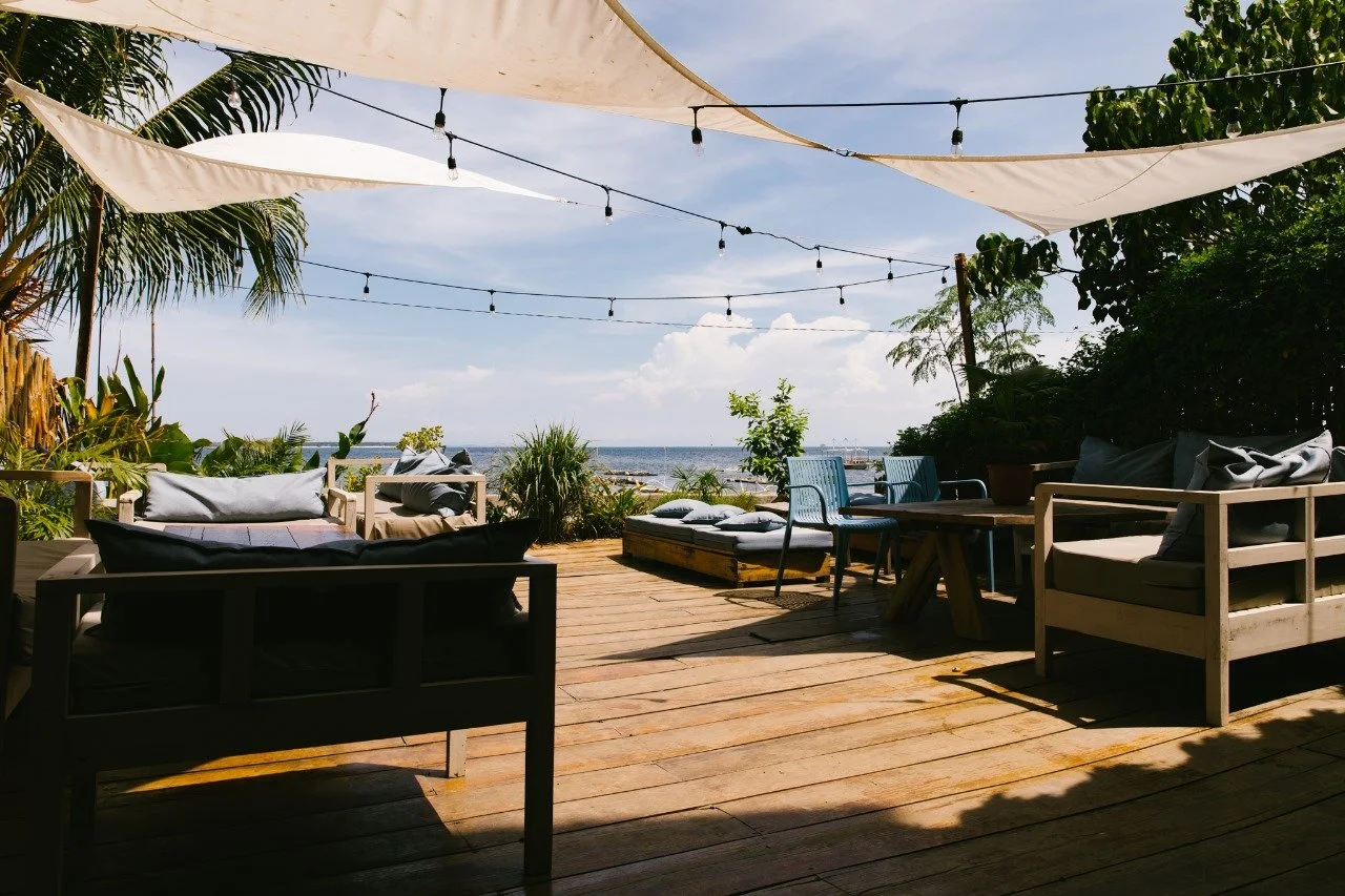Alma's outdoor waterfront seating