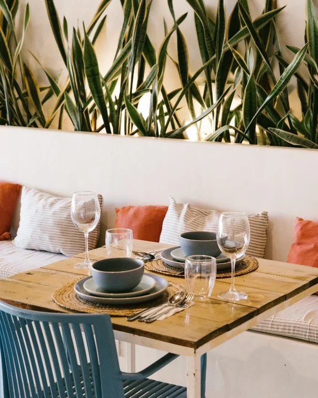 An inviting set table at Alma