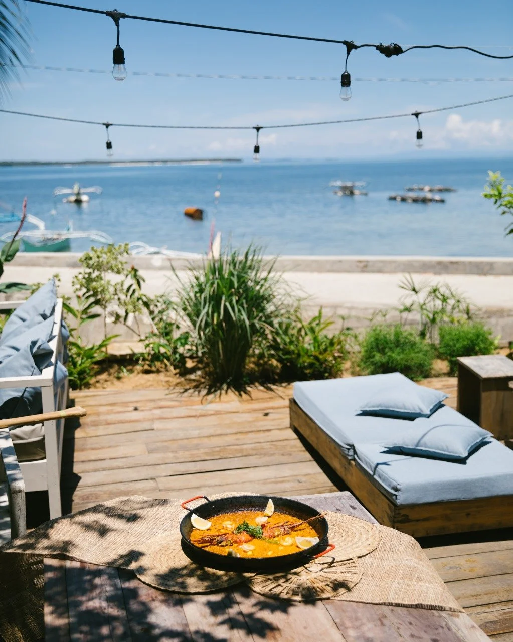 Alma's seaside dining deck in Siargao