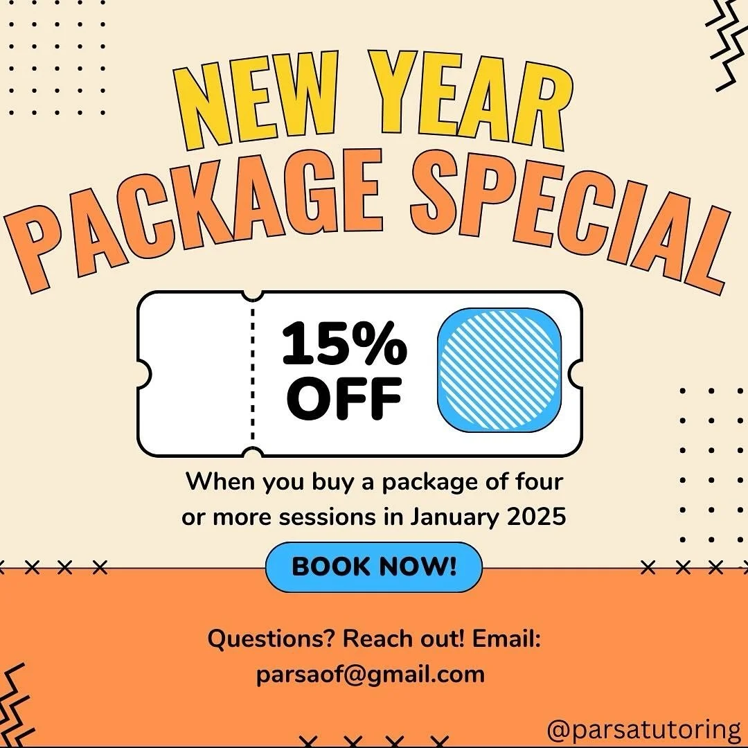 Start the new year strong with personalized math and physics tutoring! 📚 Whether you&rsquo;re in grades 5-12 or need university-level help, I&rsquo;m here to guide you. Take advantage of this limited-time offer and save 15% on package bookings for J