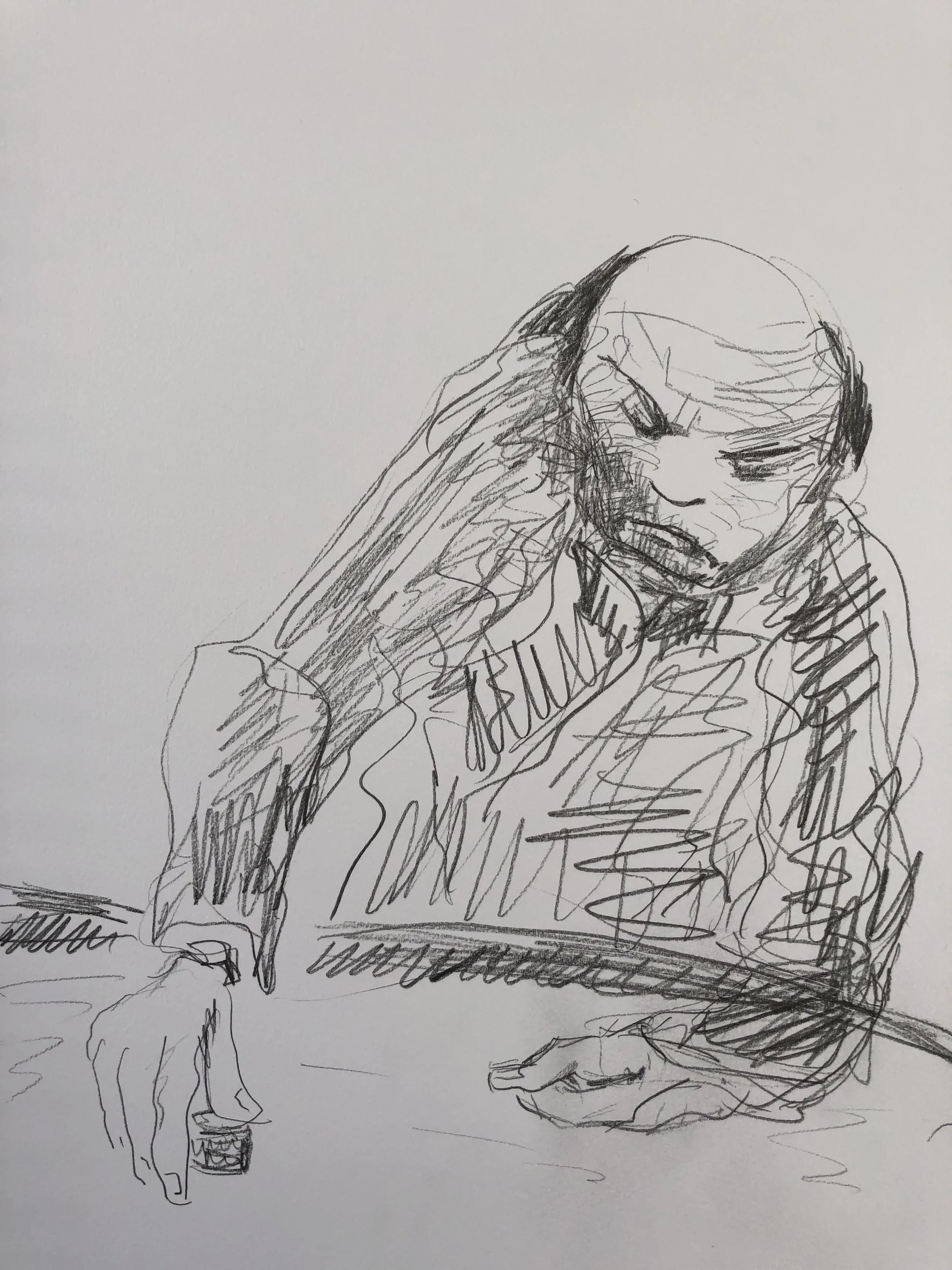 Poker drawings, pencil on paper, 2018, 9x12"