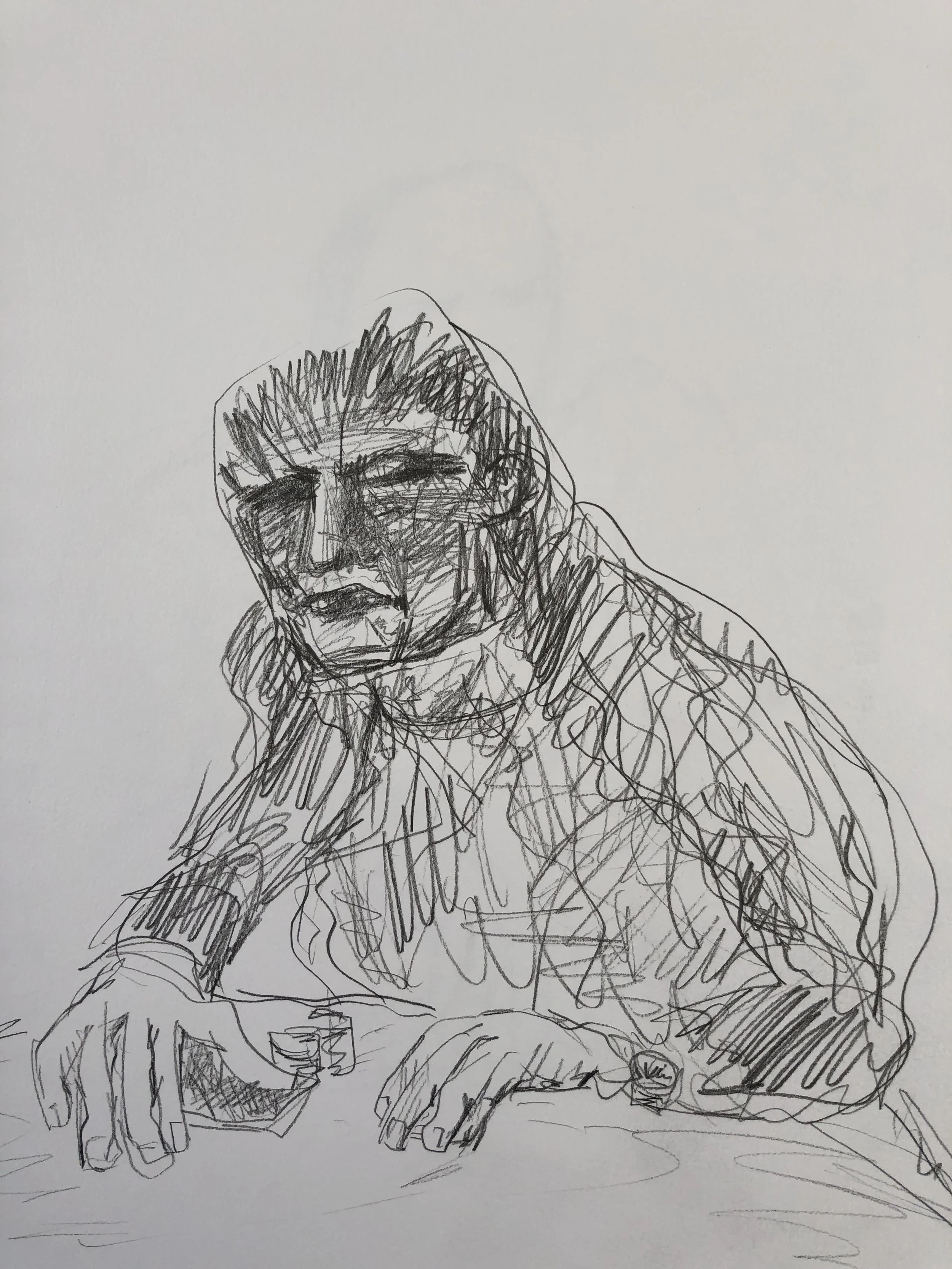 Poker drawings, pencil on paper, 2018, 9x12"