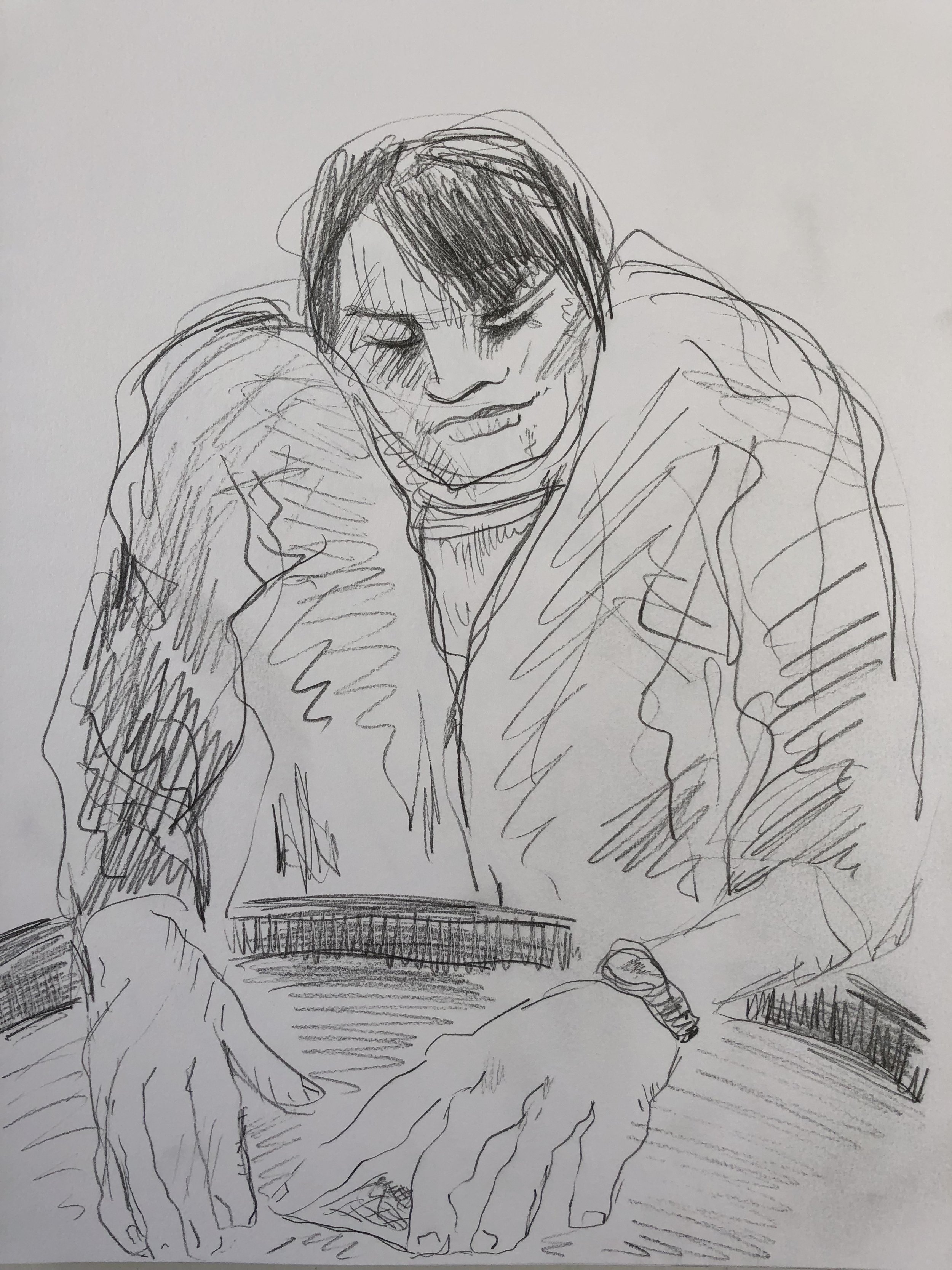 Poker drawings, pencil on paper, 2018, 9x12"