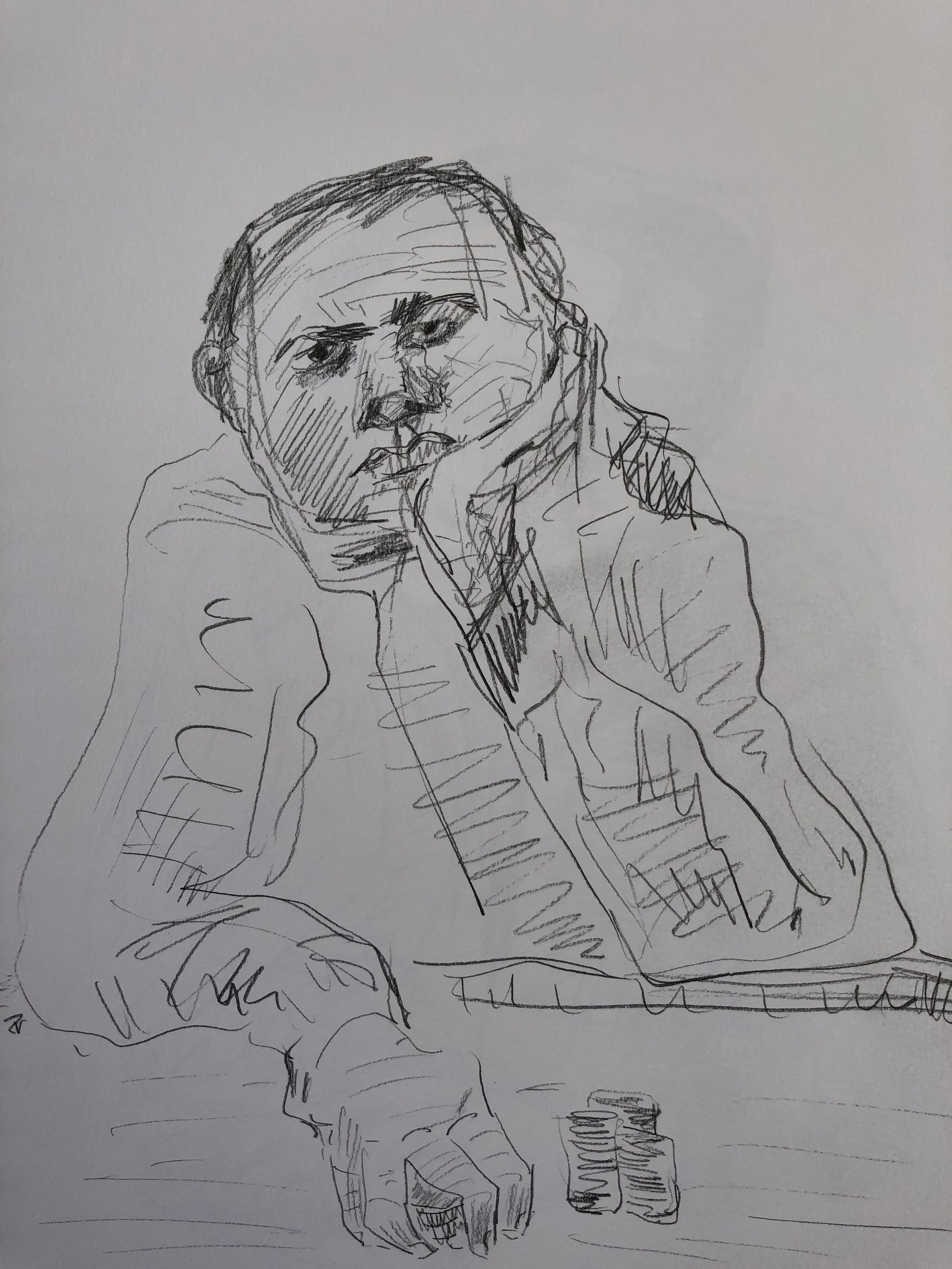 Poker drawings, pencil on paper, 2018, 9x12"