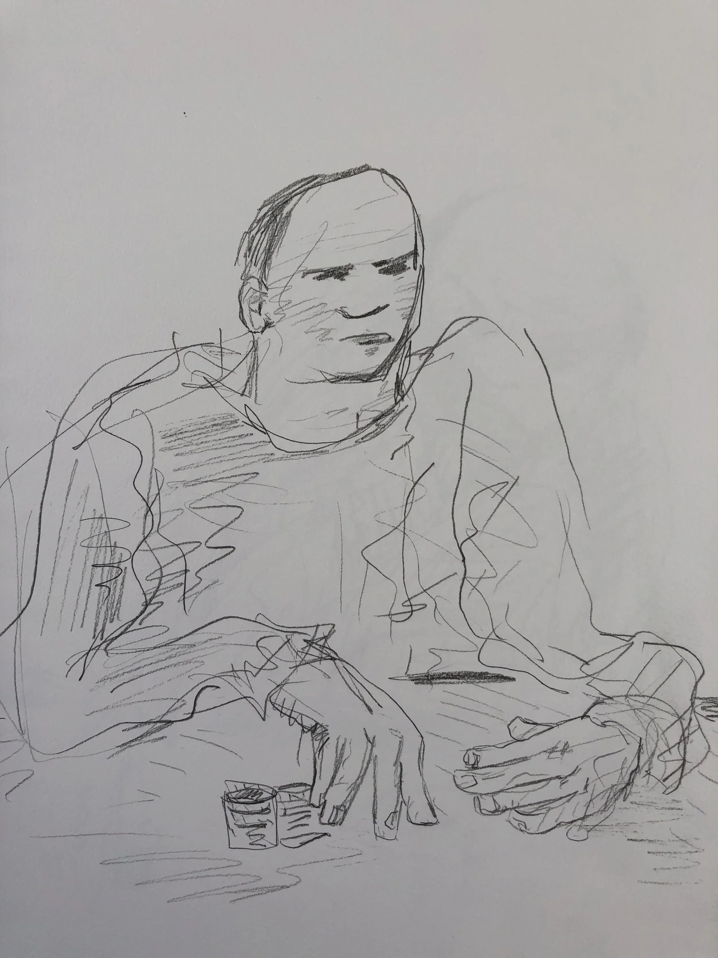 Poker drawings, pencil on paper, 2018, 9x12"