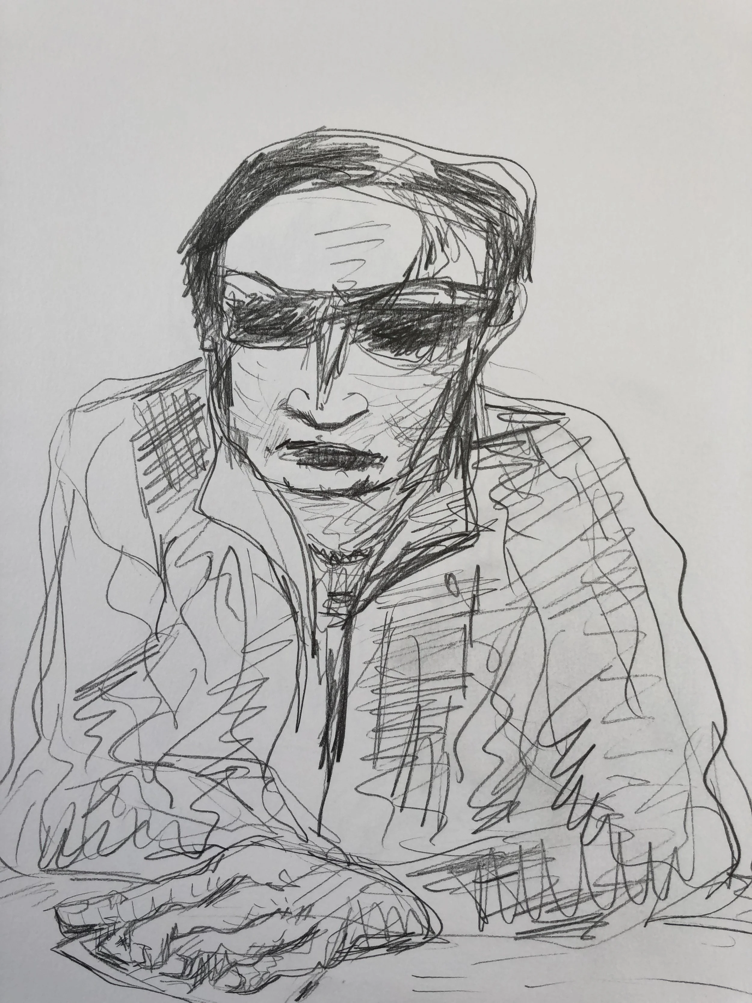 Poker drawings, pencil on paper, 2018, 9x12"