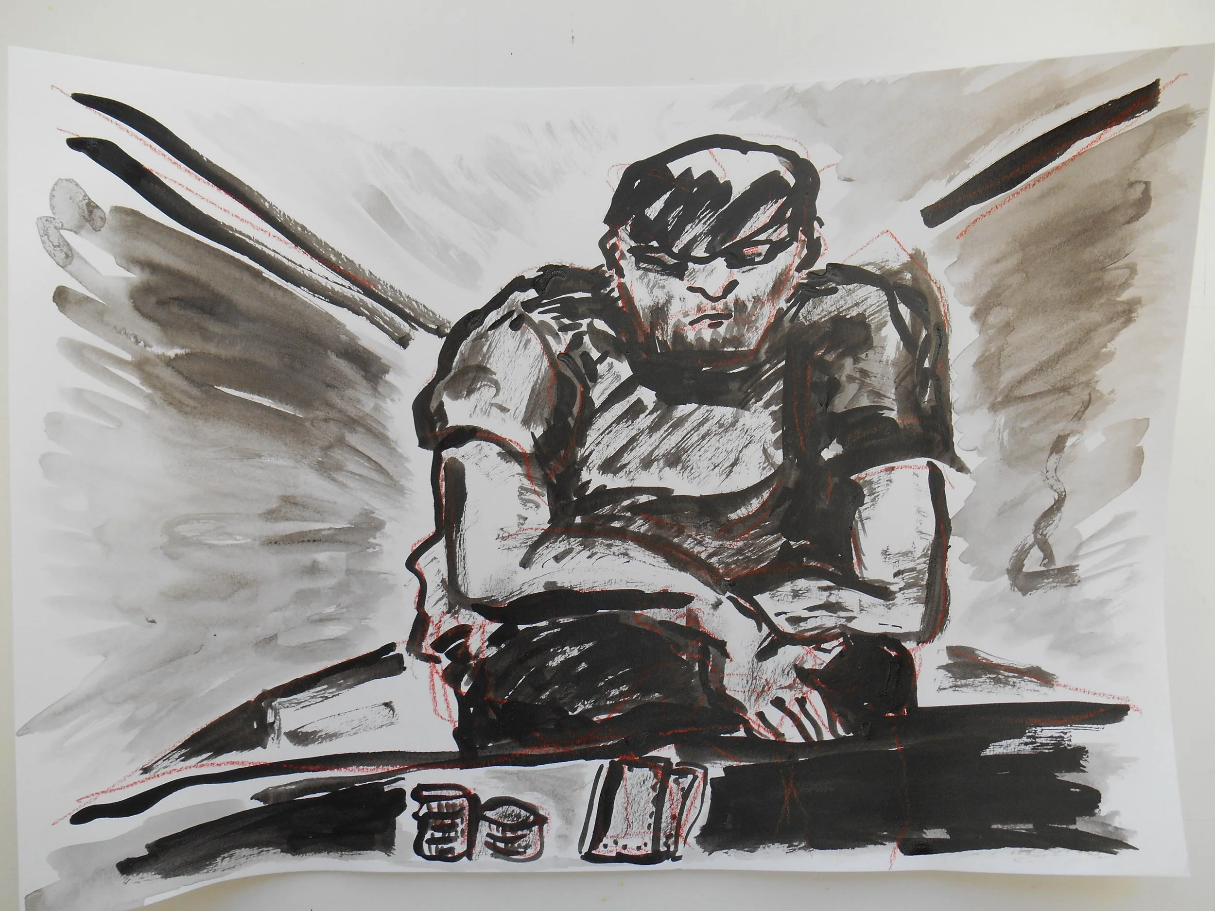 Poker II, 2018, ink on paper