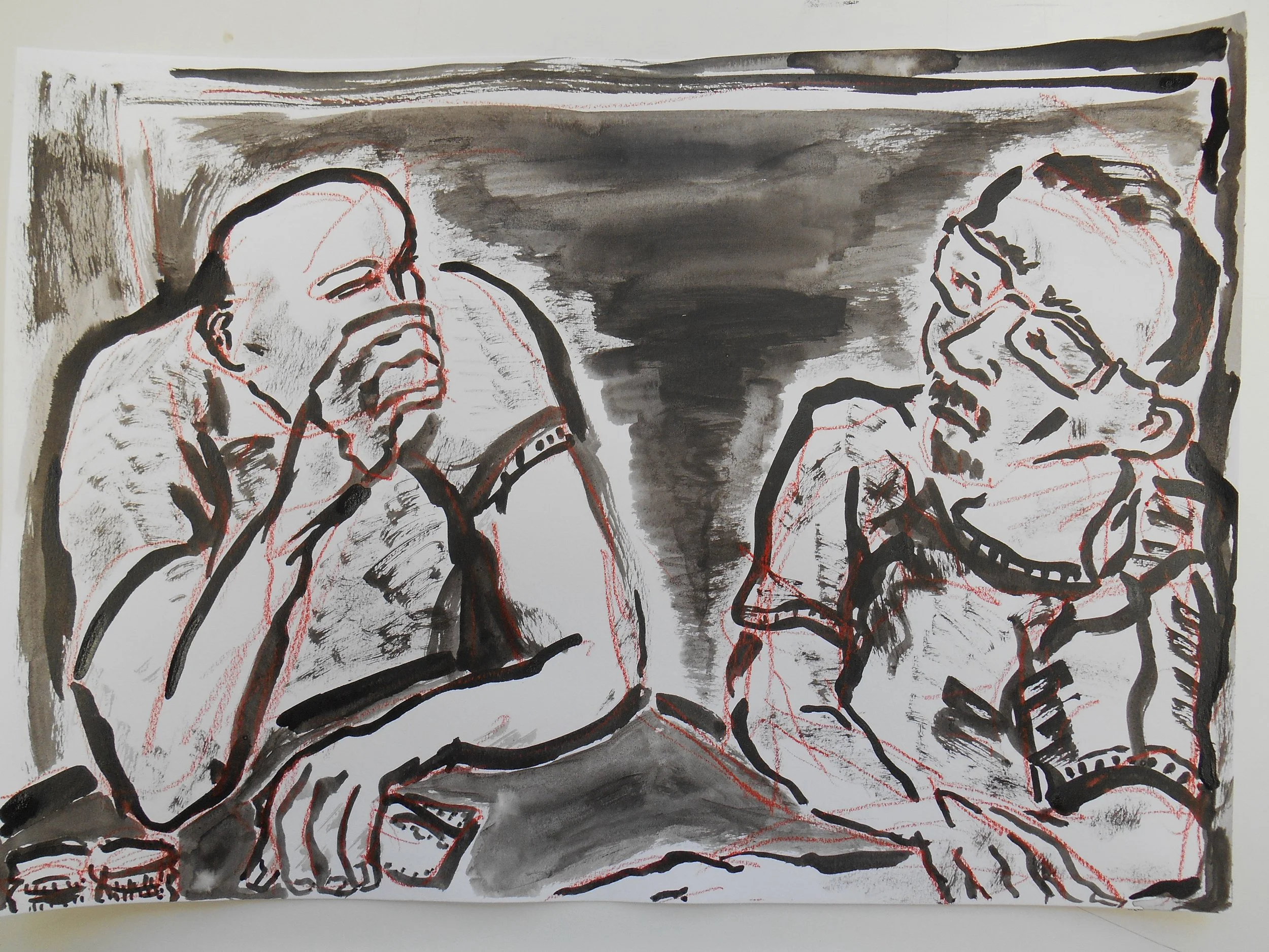 Poker I, 2018, ink on paper