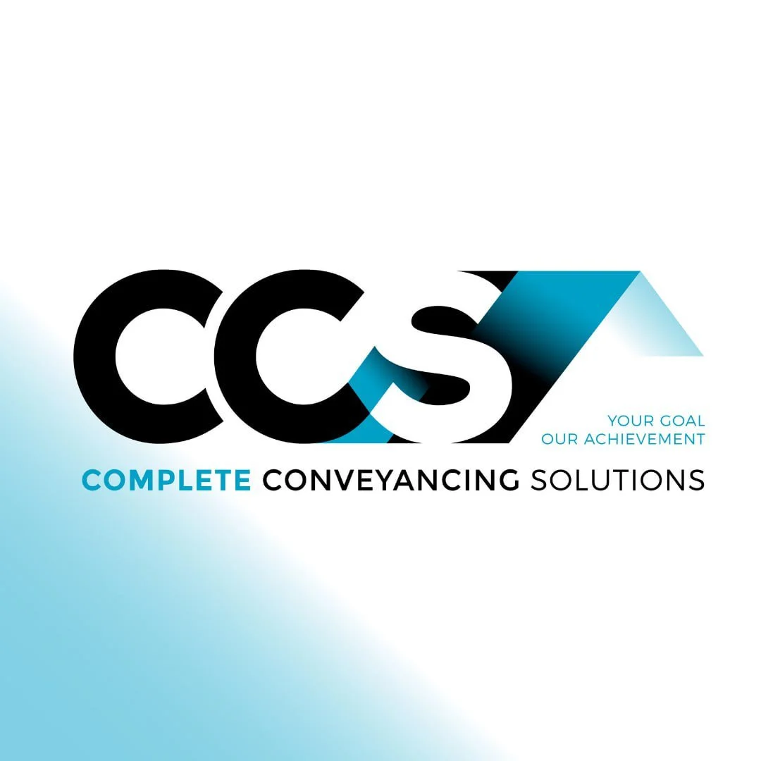 Logo for CCS Complete Conveyancing Solutions with the tagline 'Your goal, our achievement' and slogan 'Complete Conveyancing Solutions' in black and blue text with a white background.